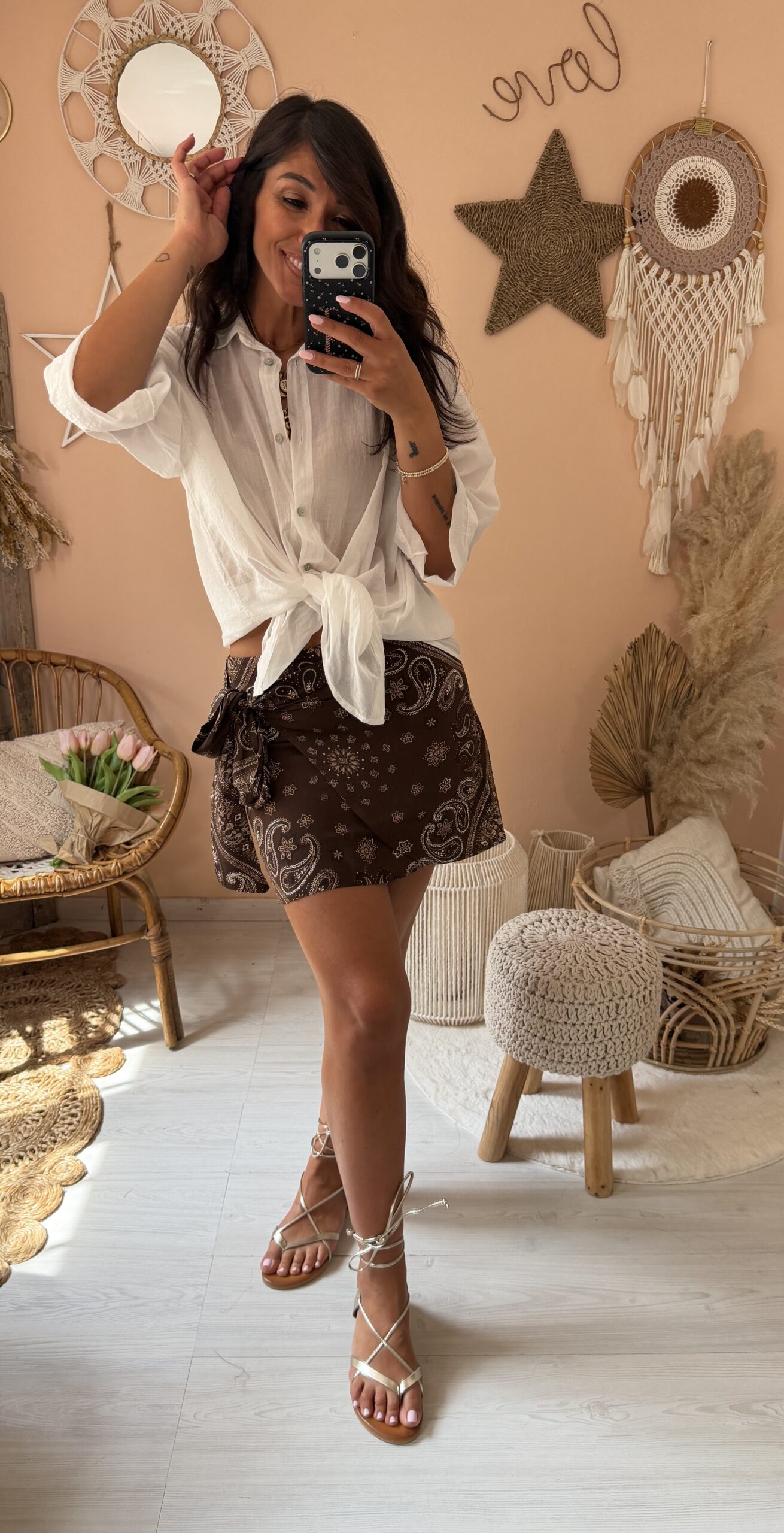 Camicia mussola cotone con nodo Duda