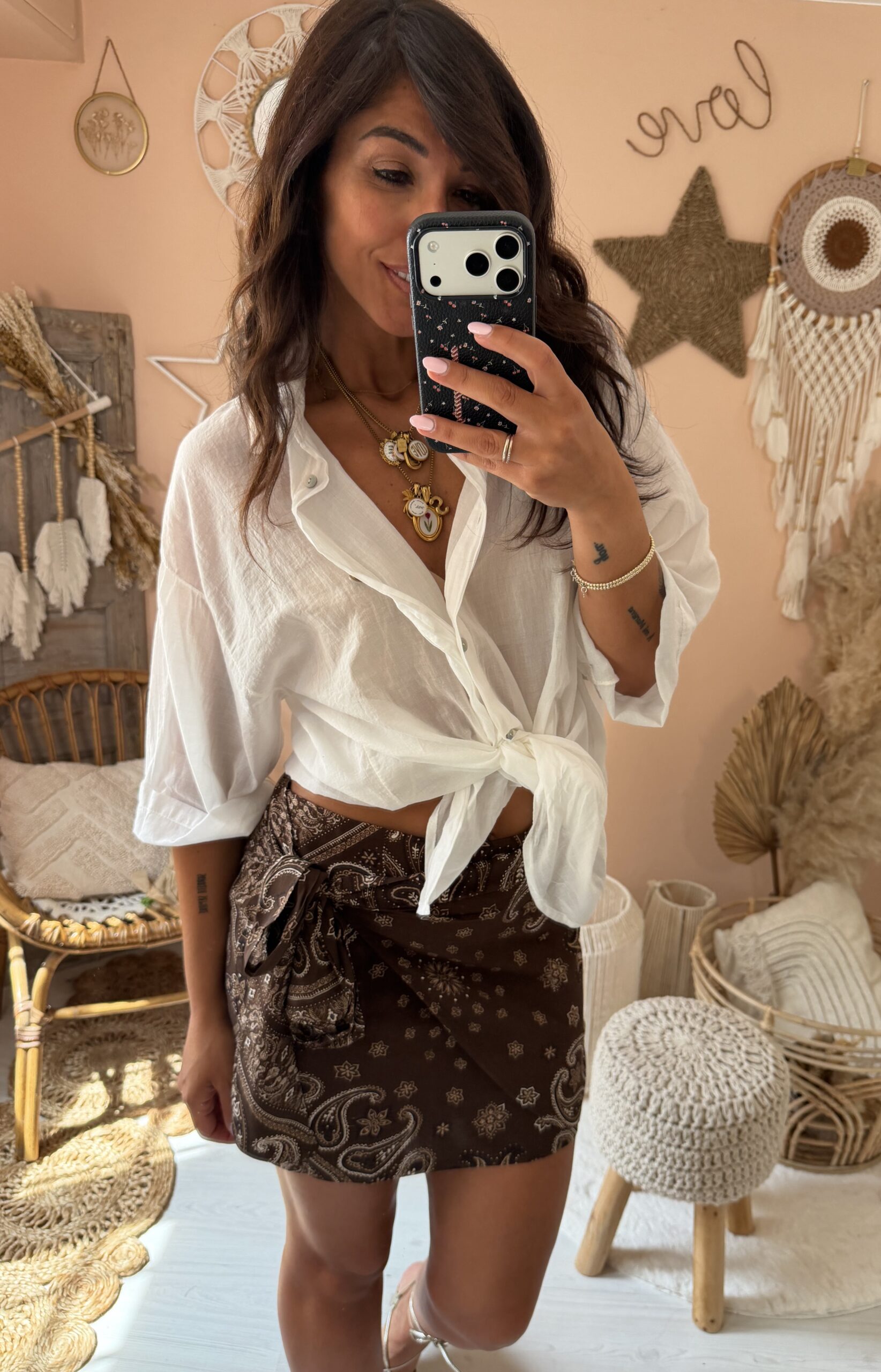 Camicia mussola cotone con nodo Duda