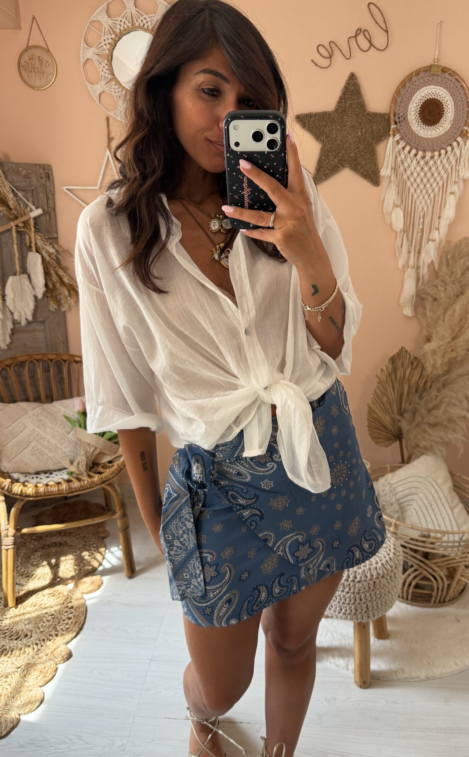 Camicia mussola cotone con nodo Duda