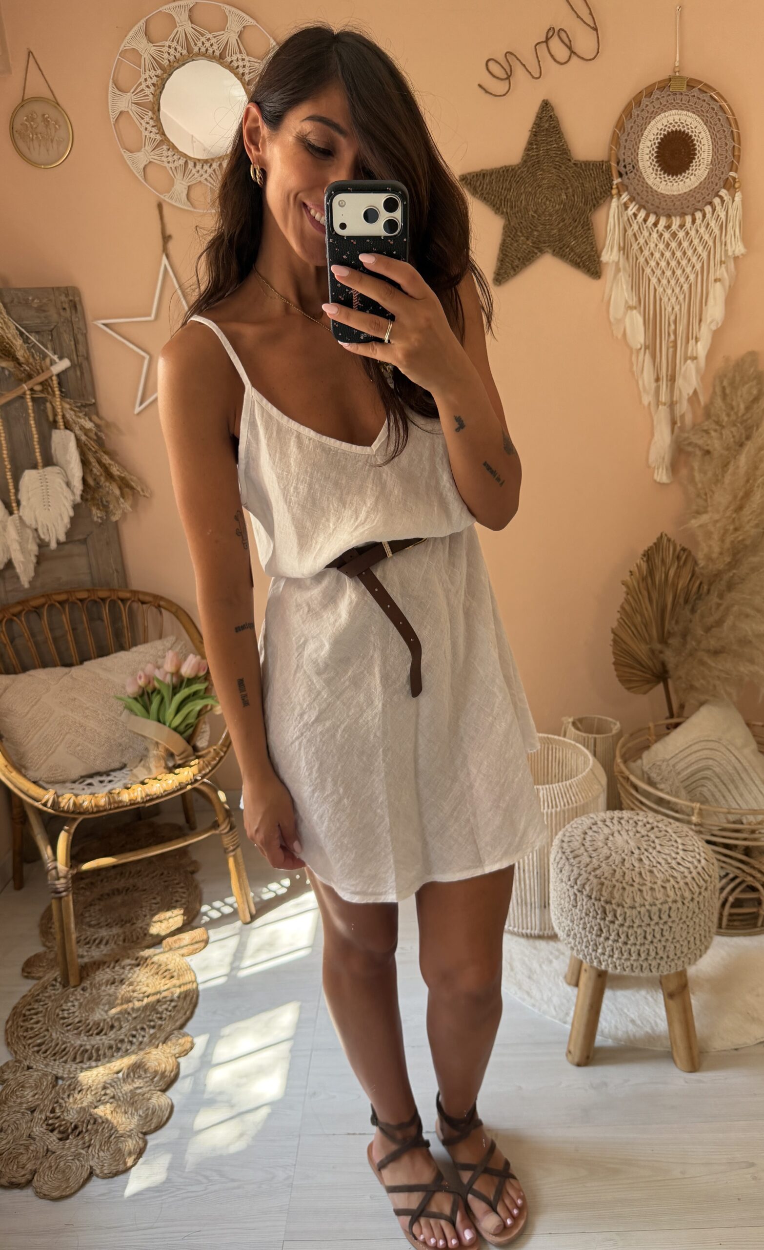 Abito basic lino con cintura