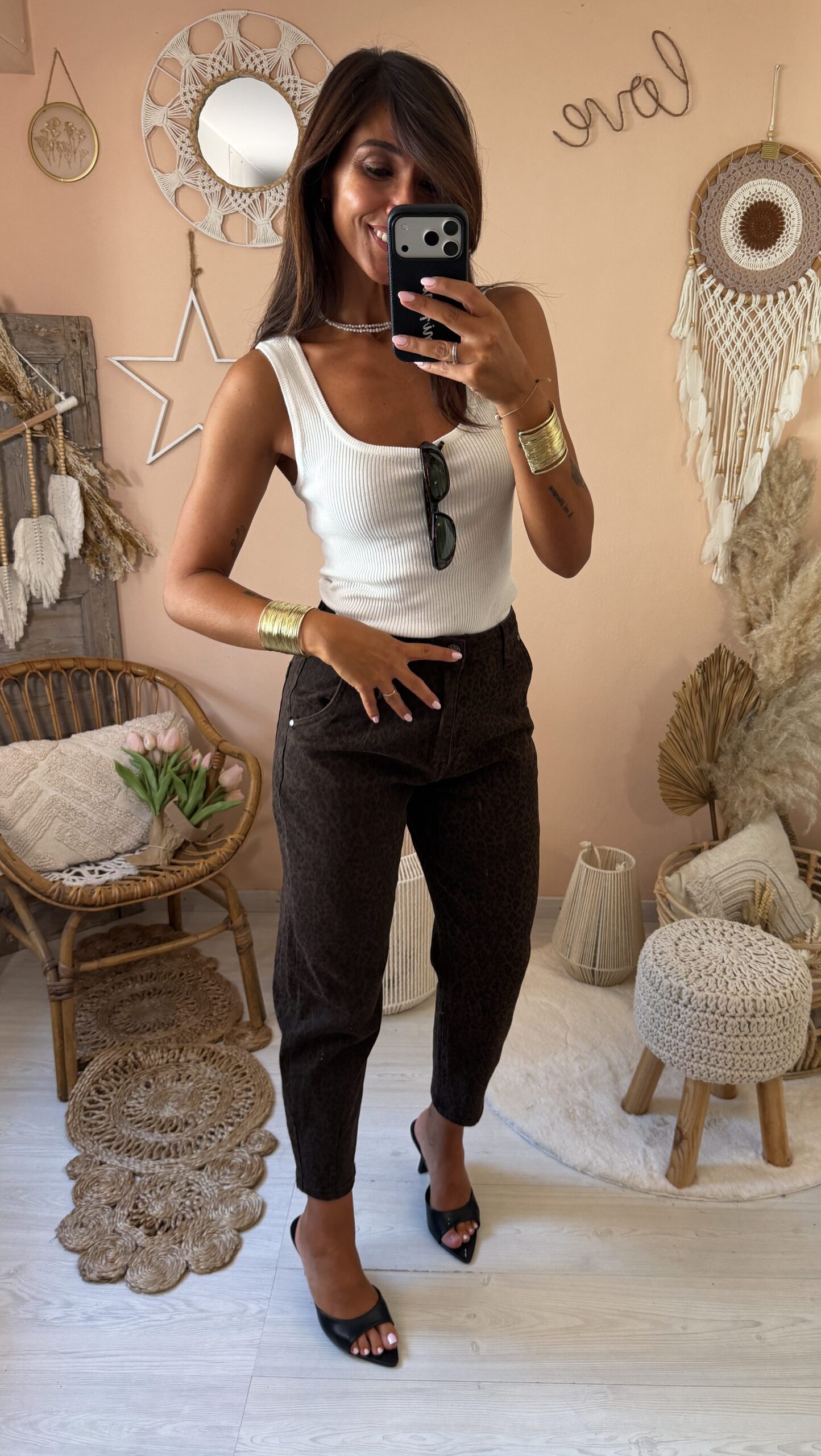 Jeans slouchy maculato