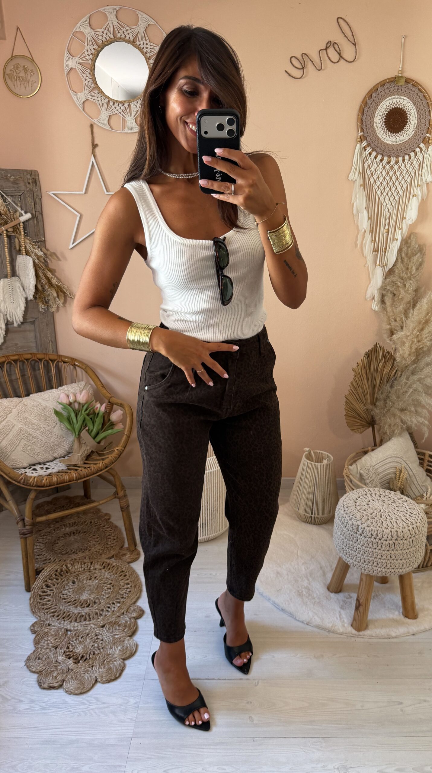 Jeans slouchy maculato