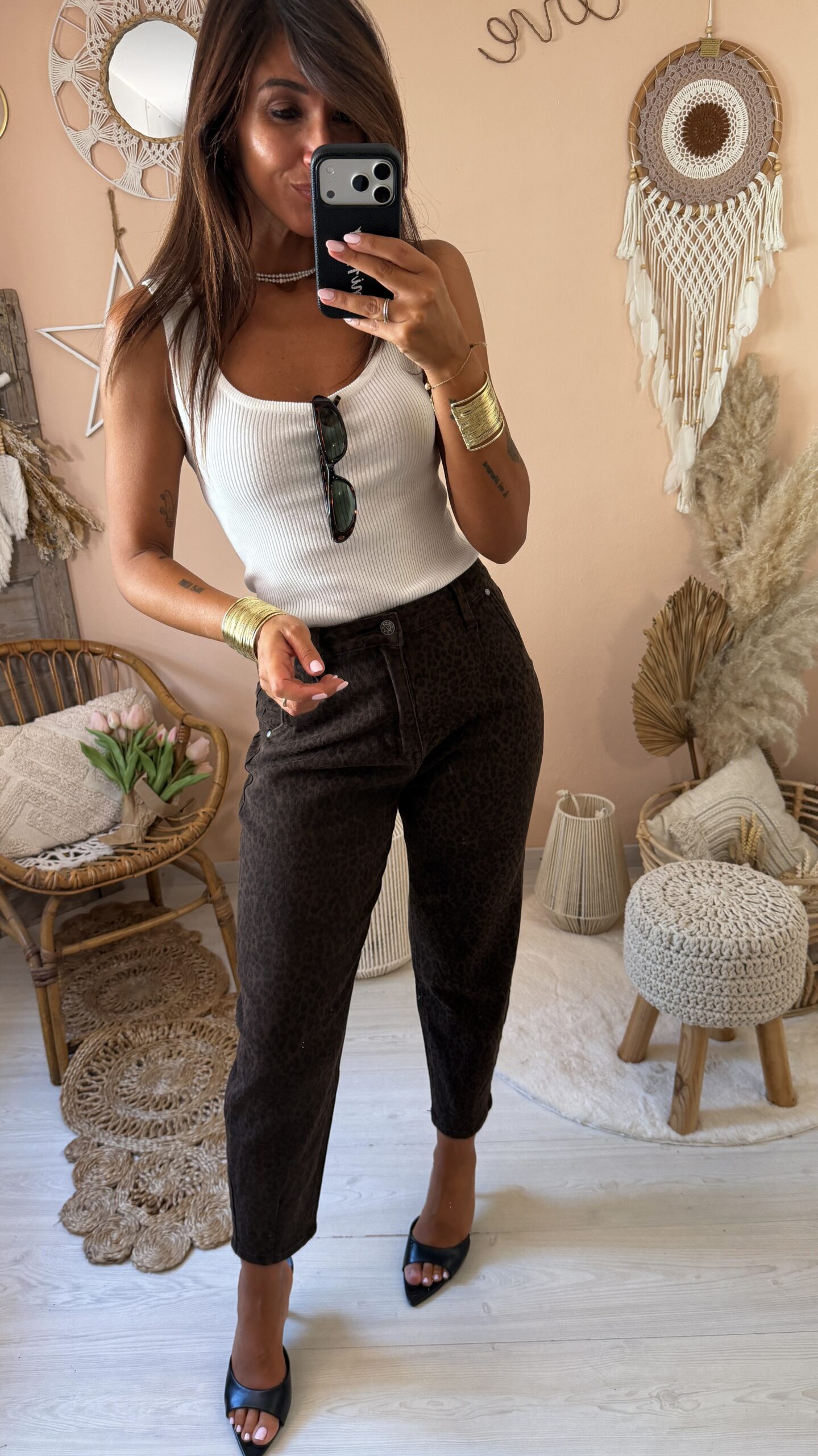 Jeans slouchy maculato
