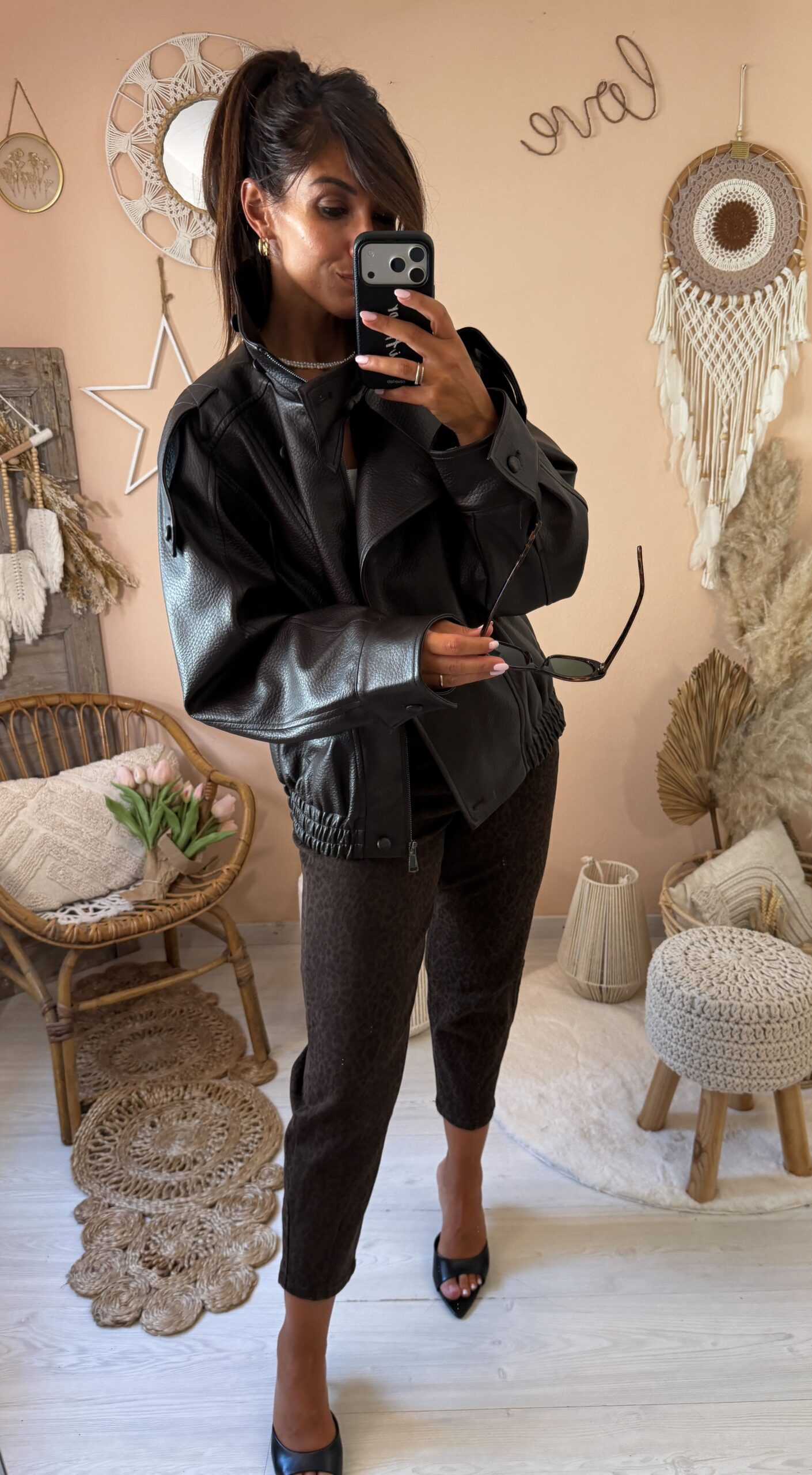 Jeans slouchy maculato