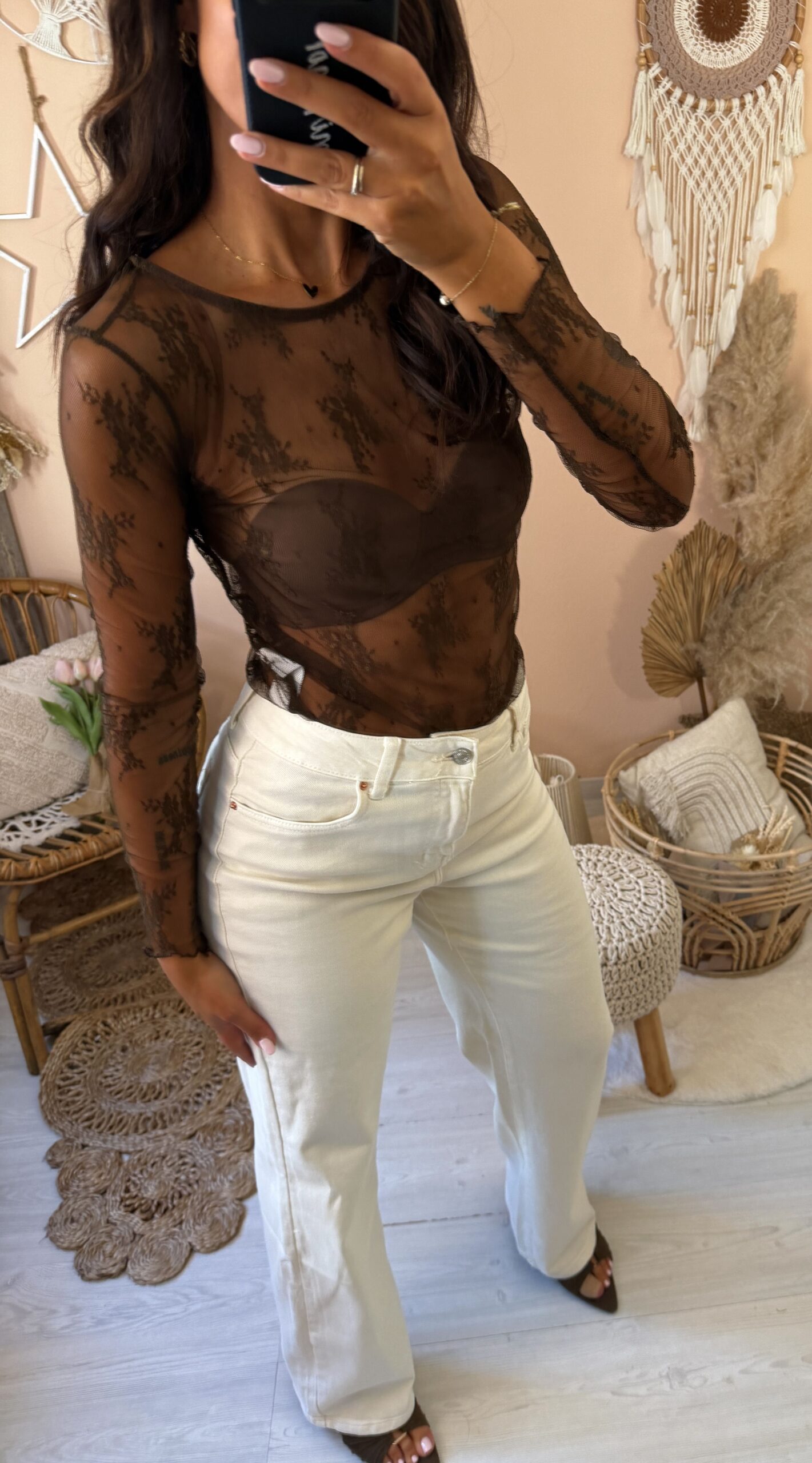 Maglia basic pizzo susymix trasparente