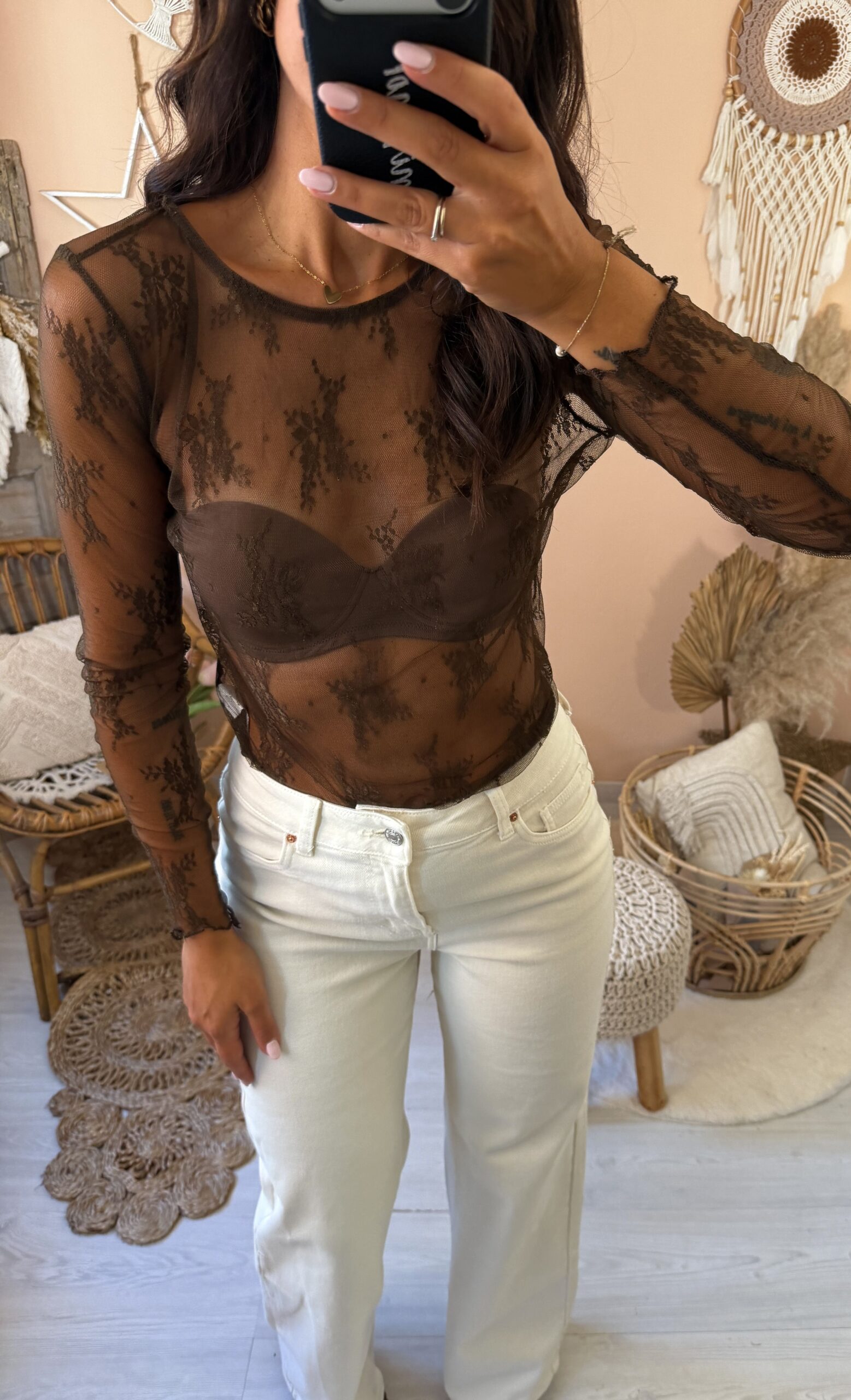Maglia basic pizzo susymix trasparente