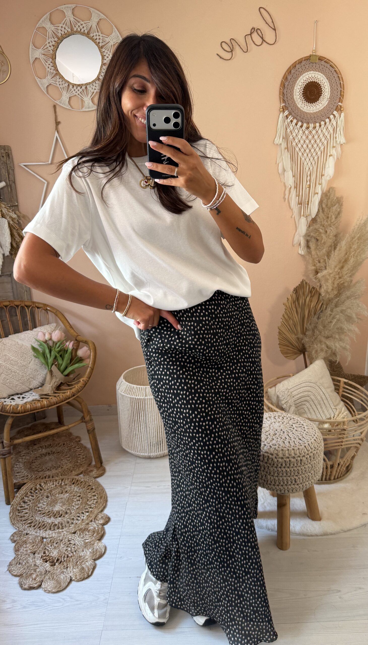 Gonna lunga slim viscosa pois