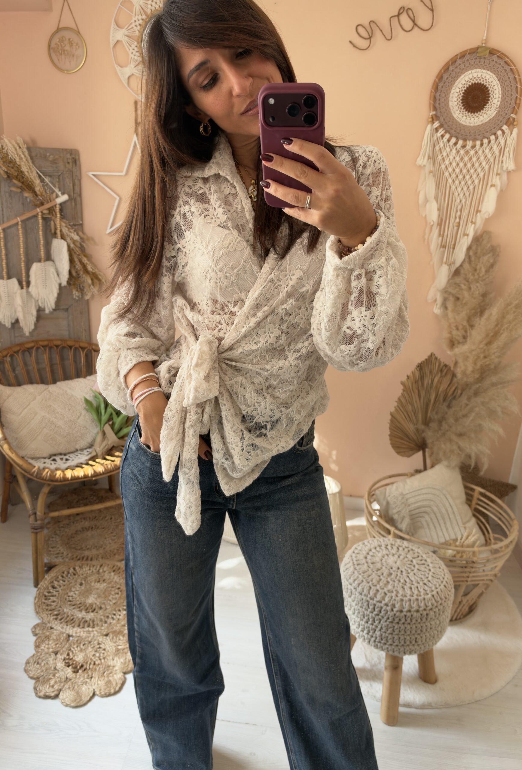 Camicia incrociata pizzo