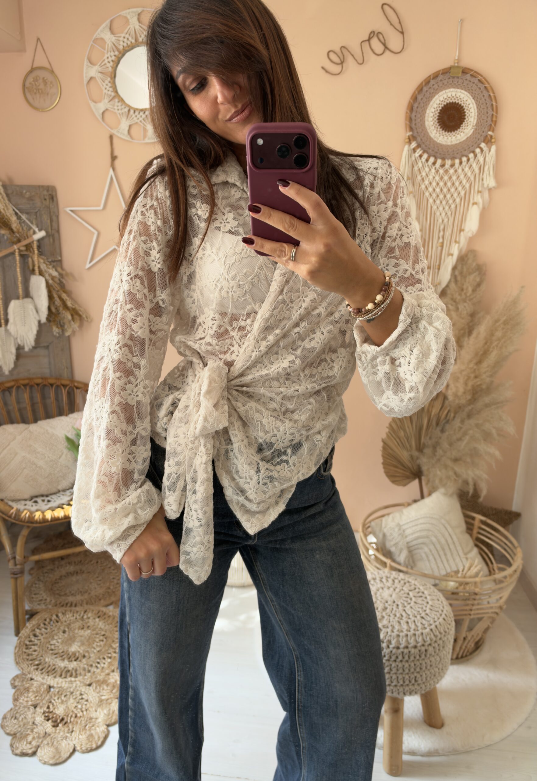 Camicia incrociata pizzo