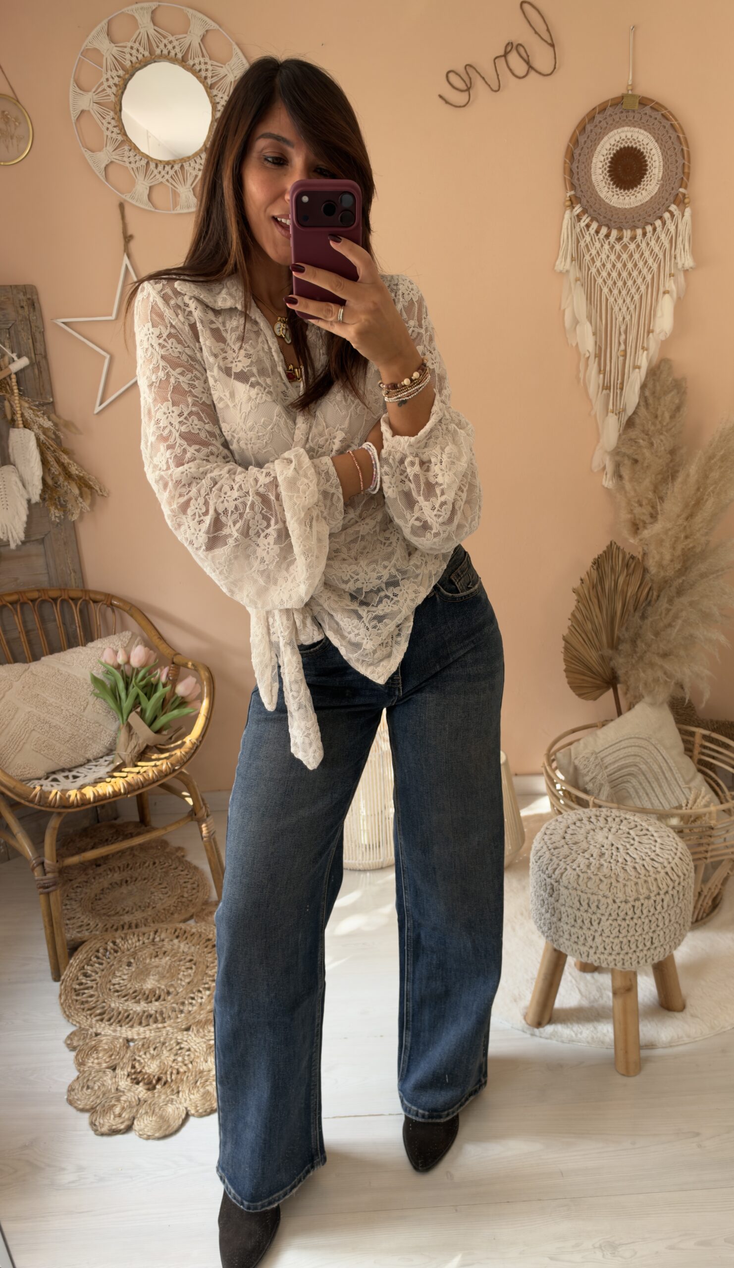 Camicia incrociata pizzo