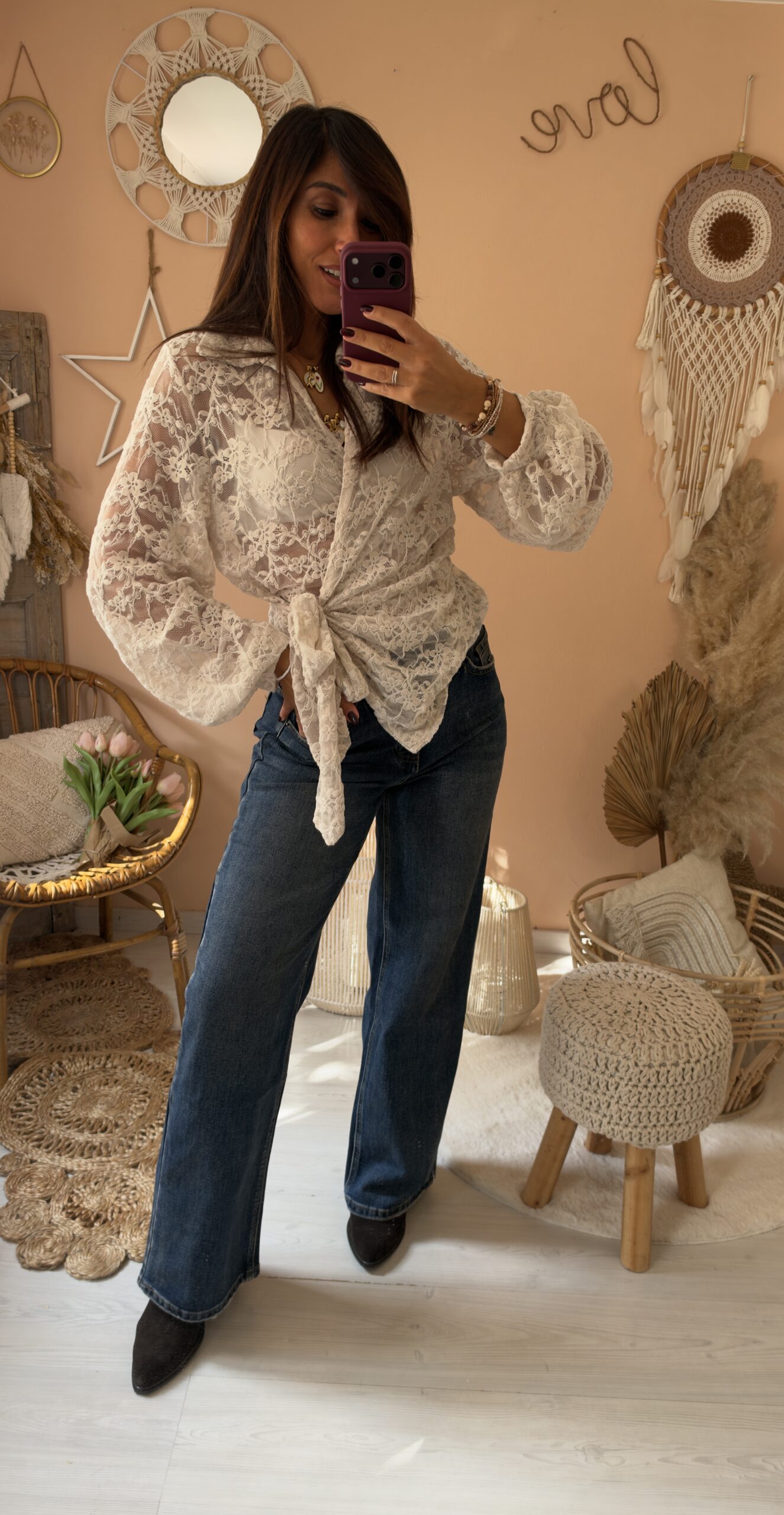 Camicia incrociata pizzo