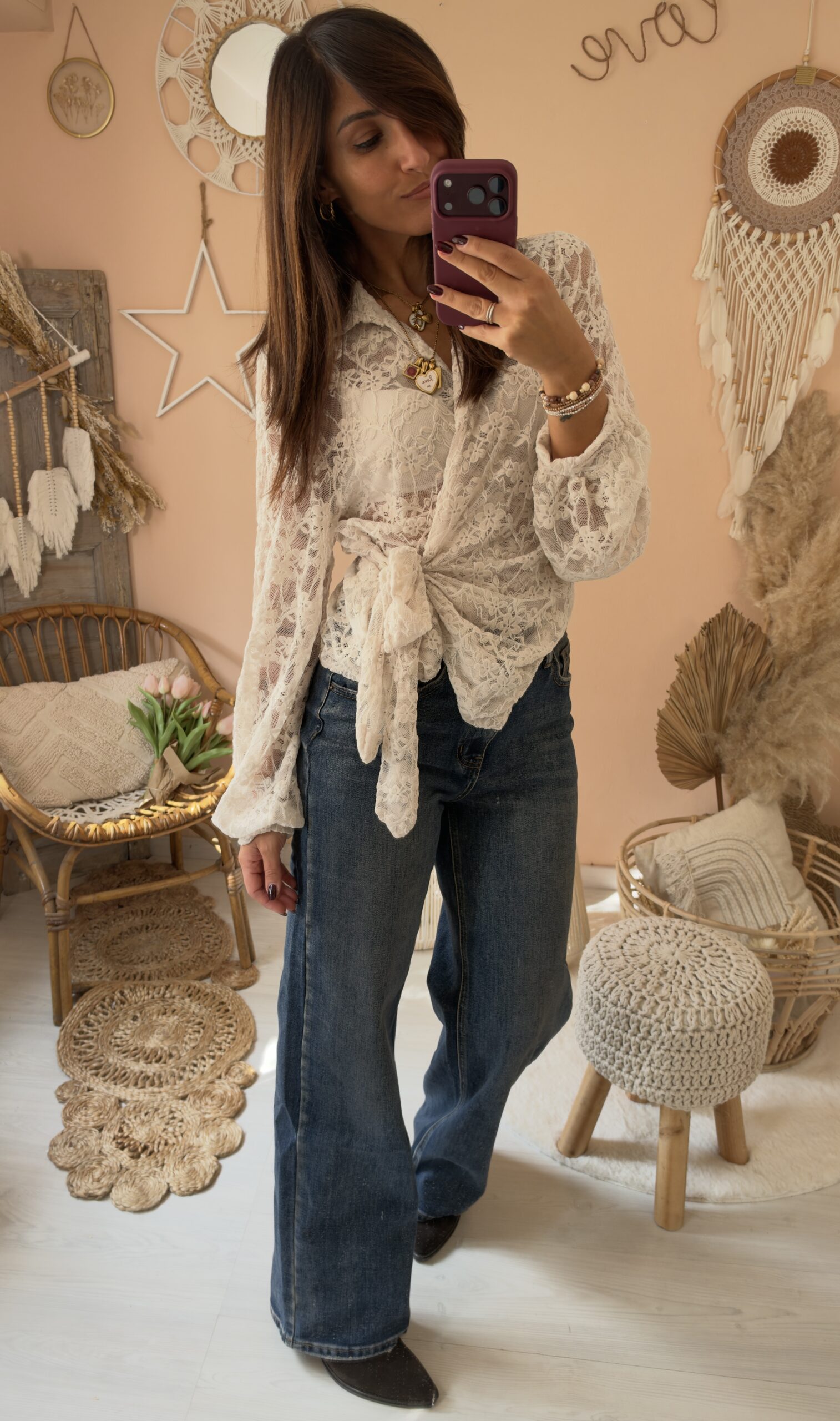 Camicia incrociata pizzo