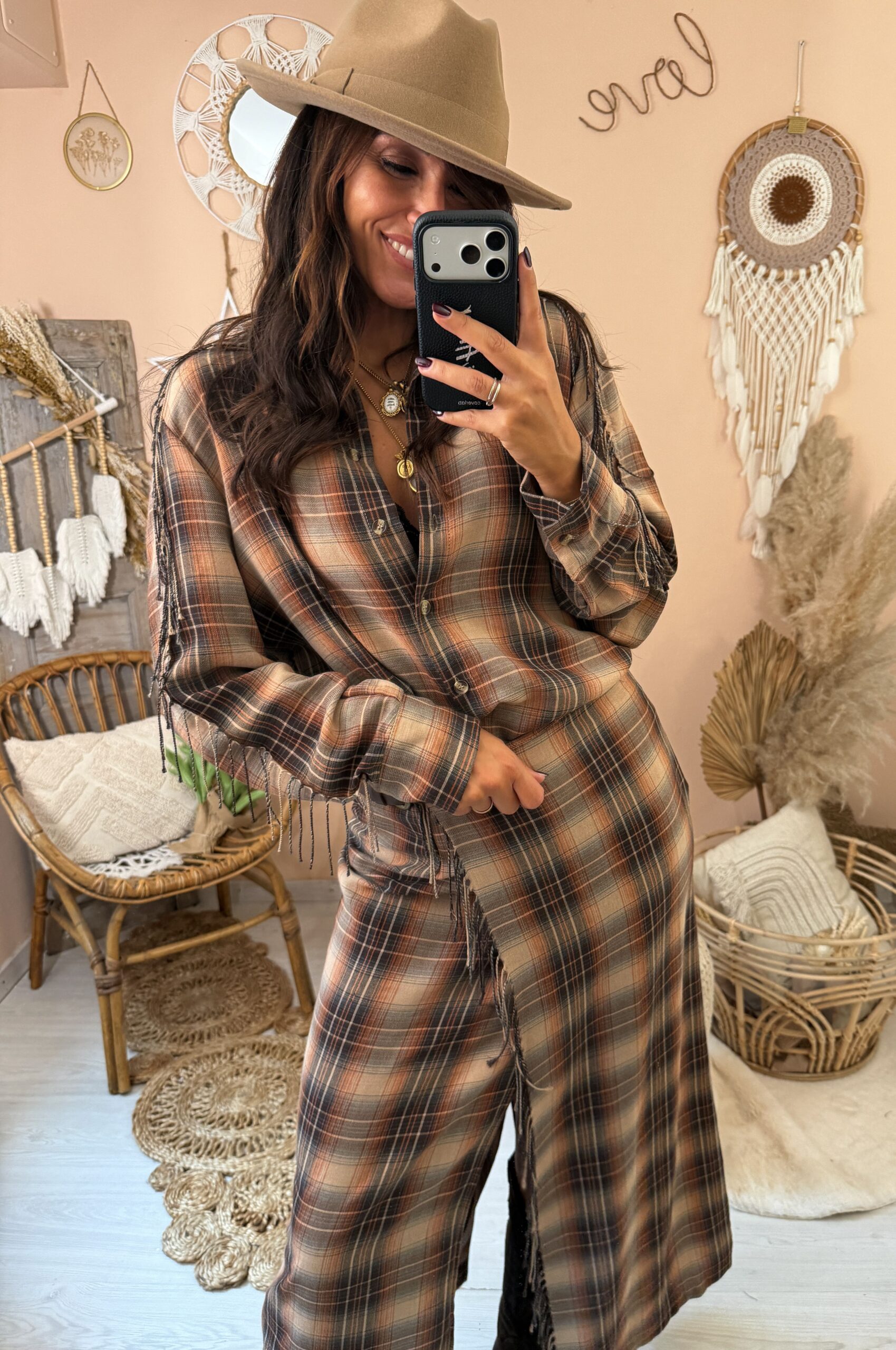 Camicia quadri e frange Saiph