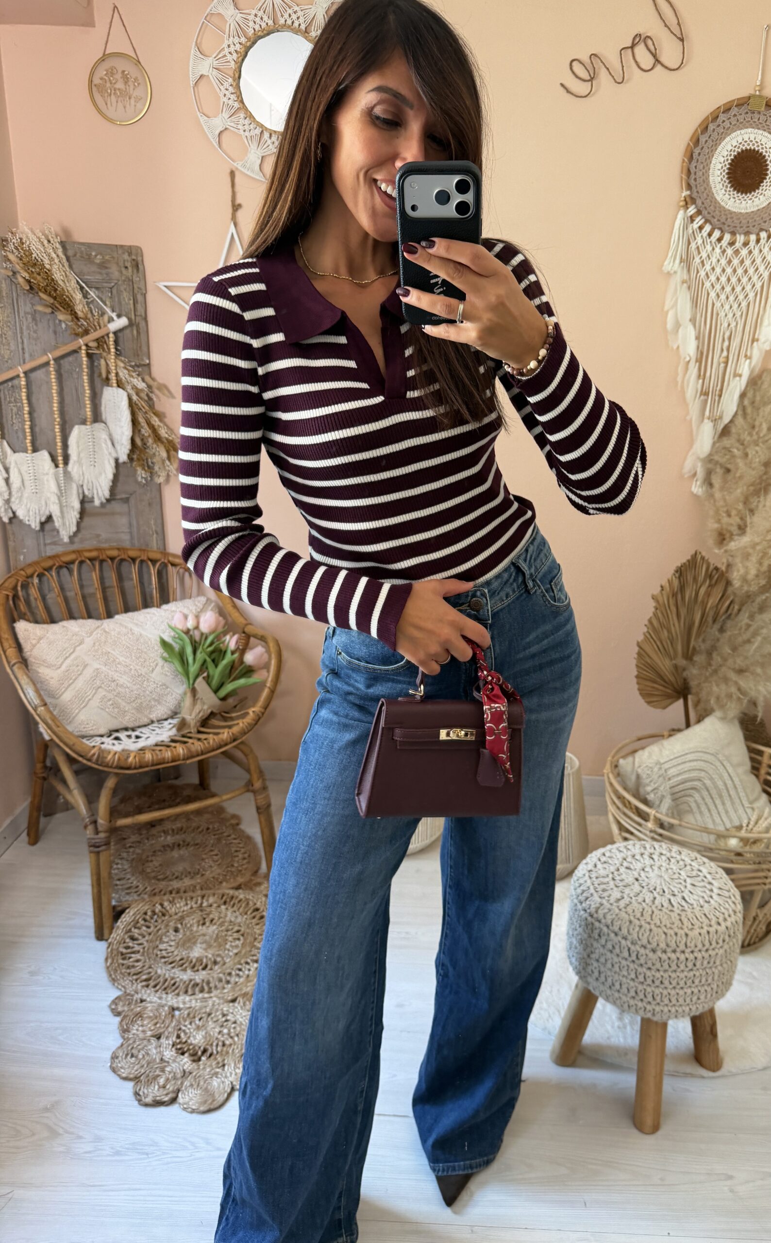 Maglia righe con colletto polo