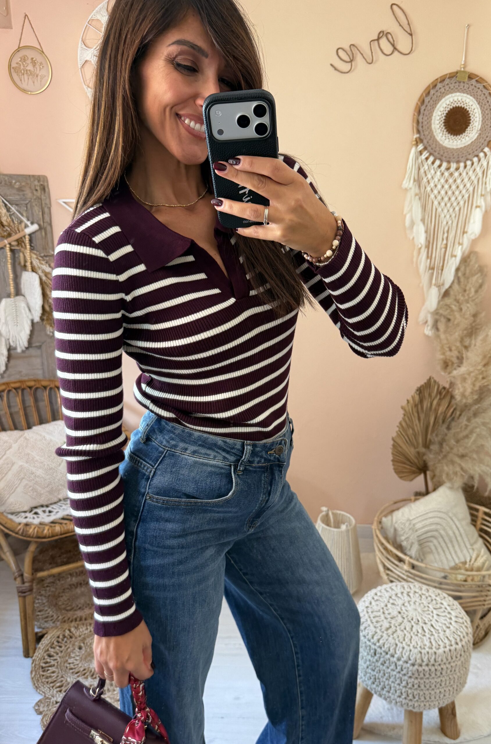 Maglia righe con colletto polo