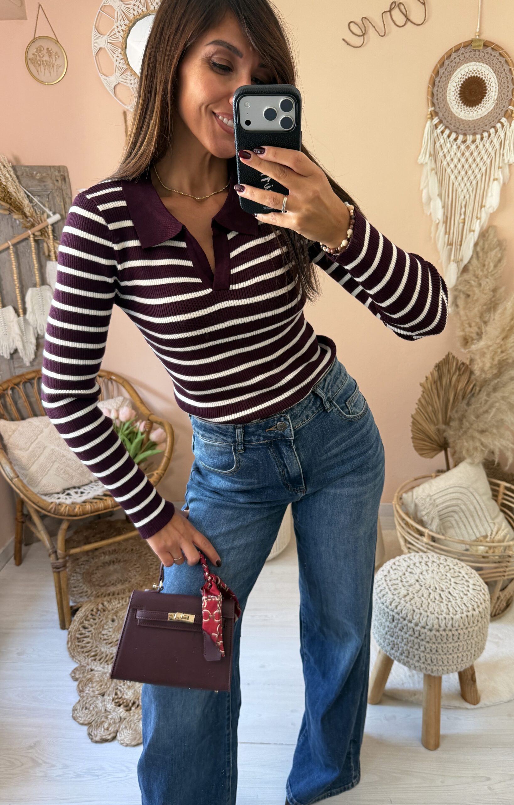 Maglia righe con colletto polo