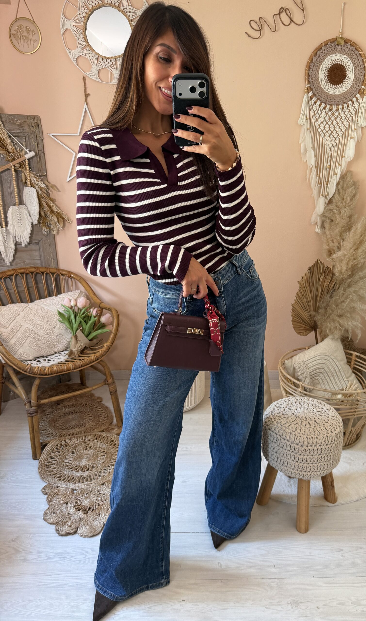 Maglia righe con colletto polo