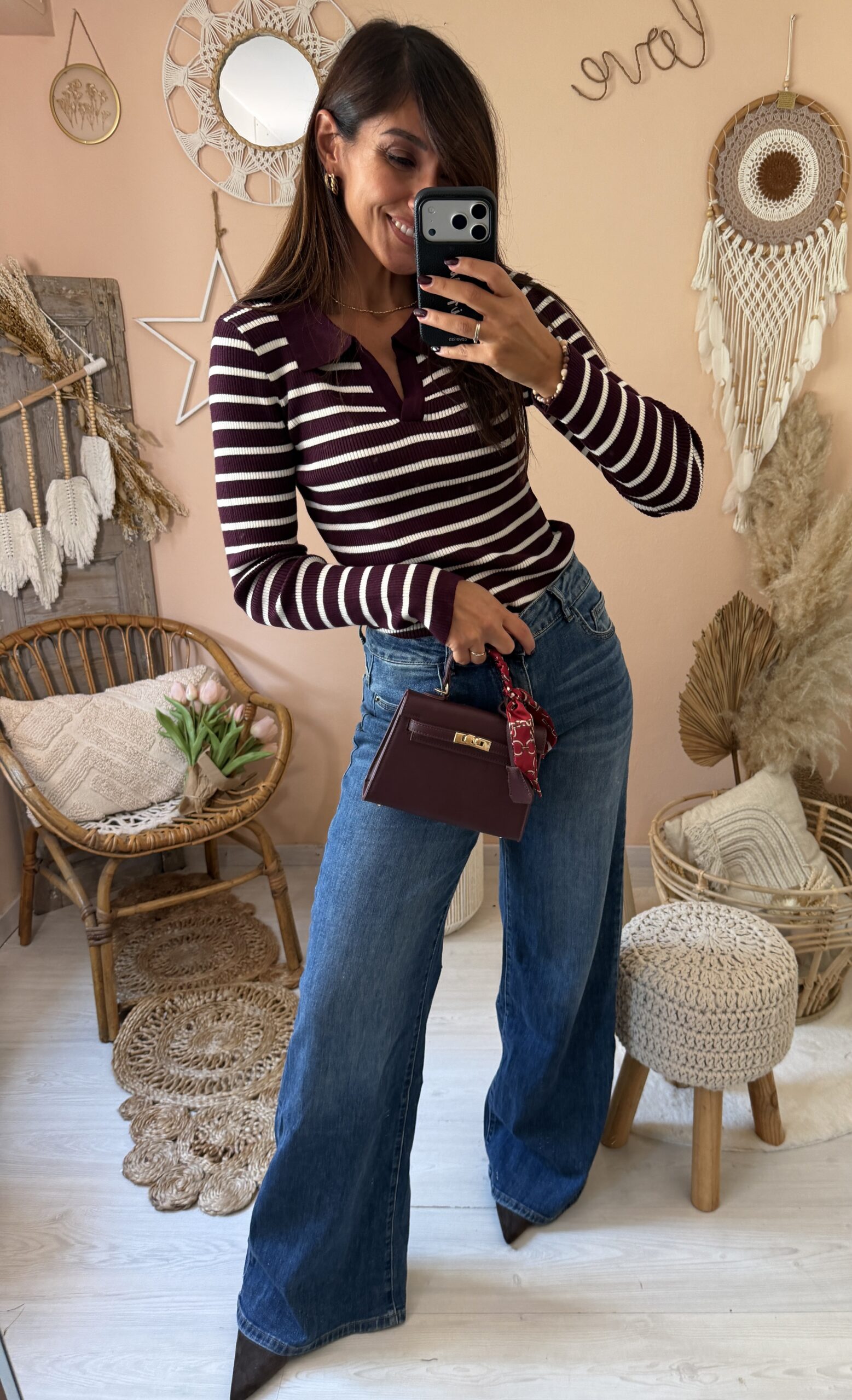 Maglia righe con colletto polo