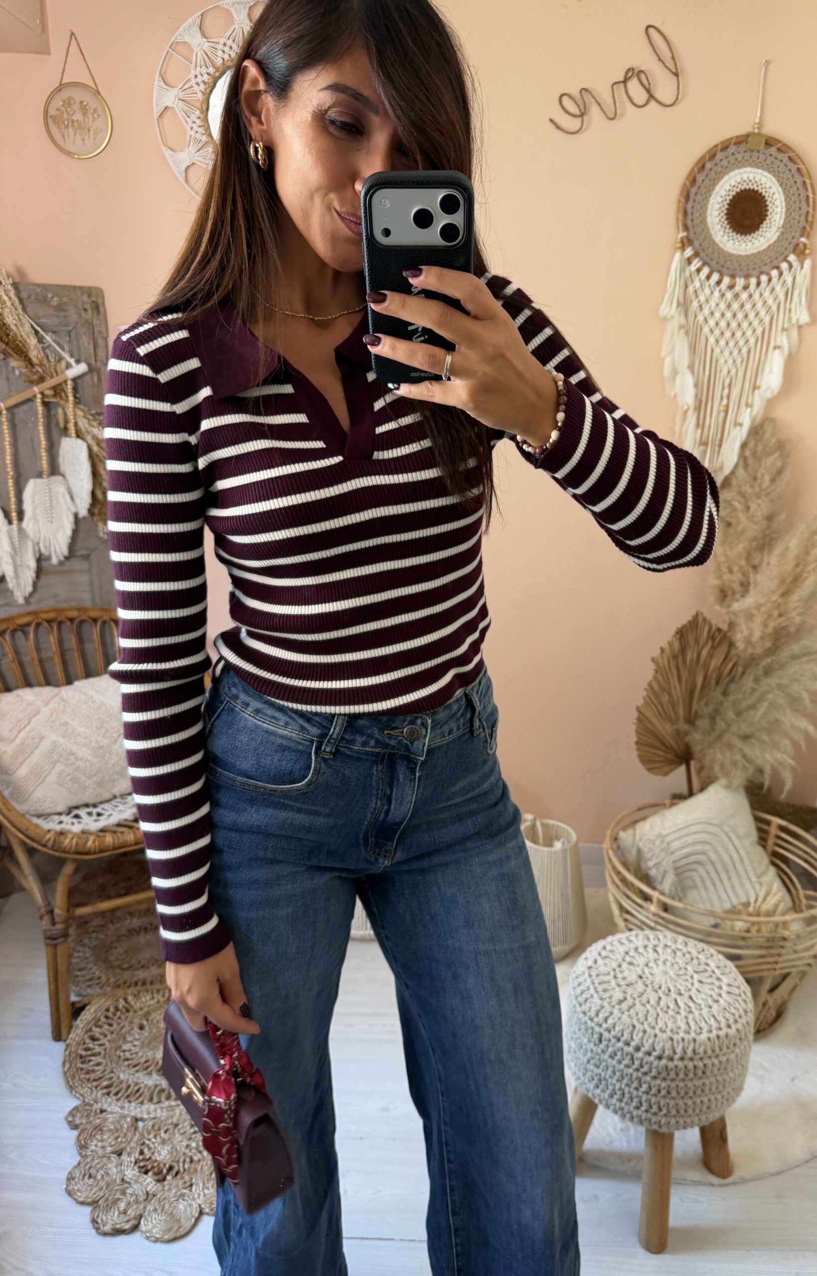 Maglia righe con colletto polo