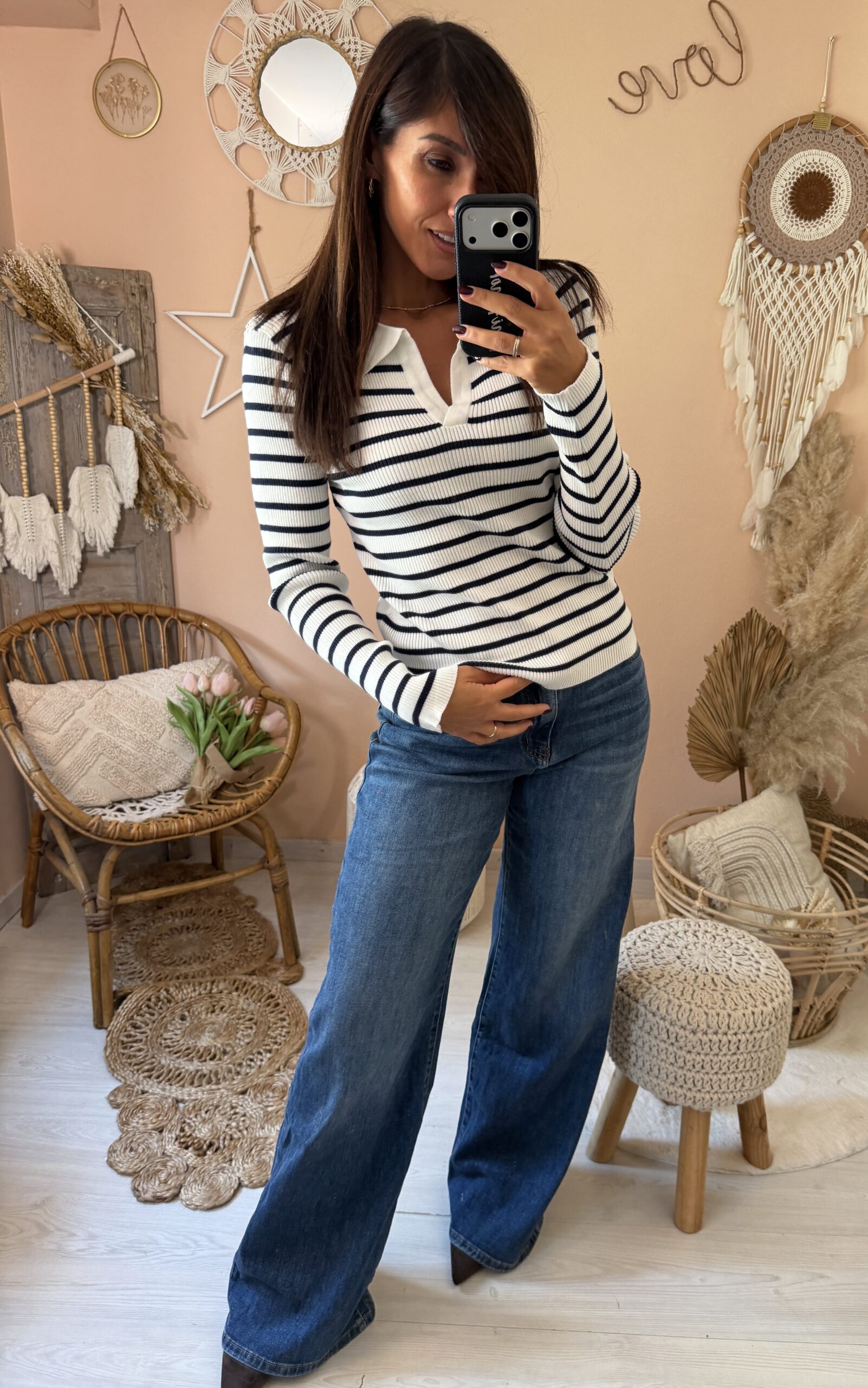 Maglia righe con colletto polo