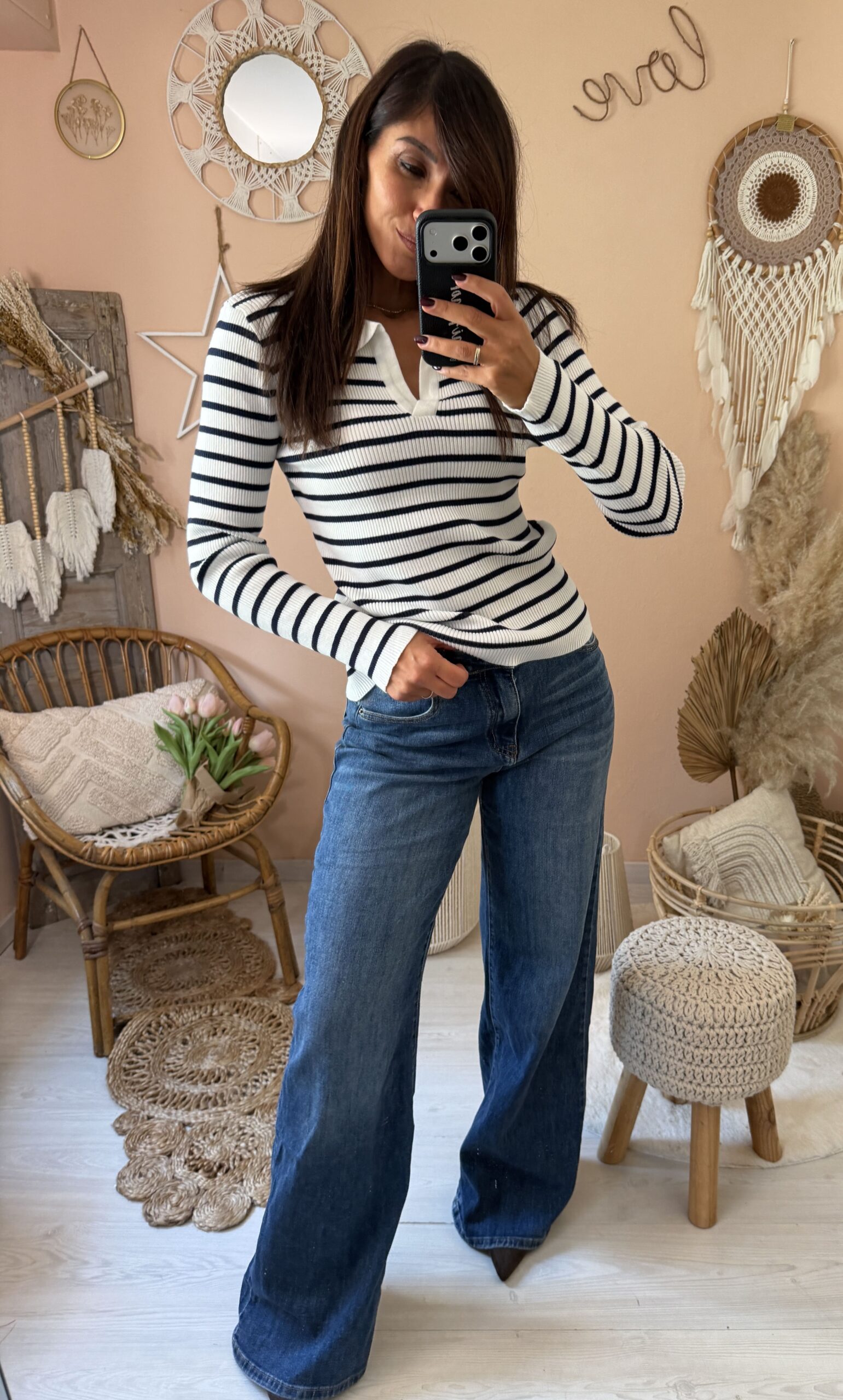 Maglia righe con colletto polo