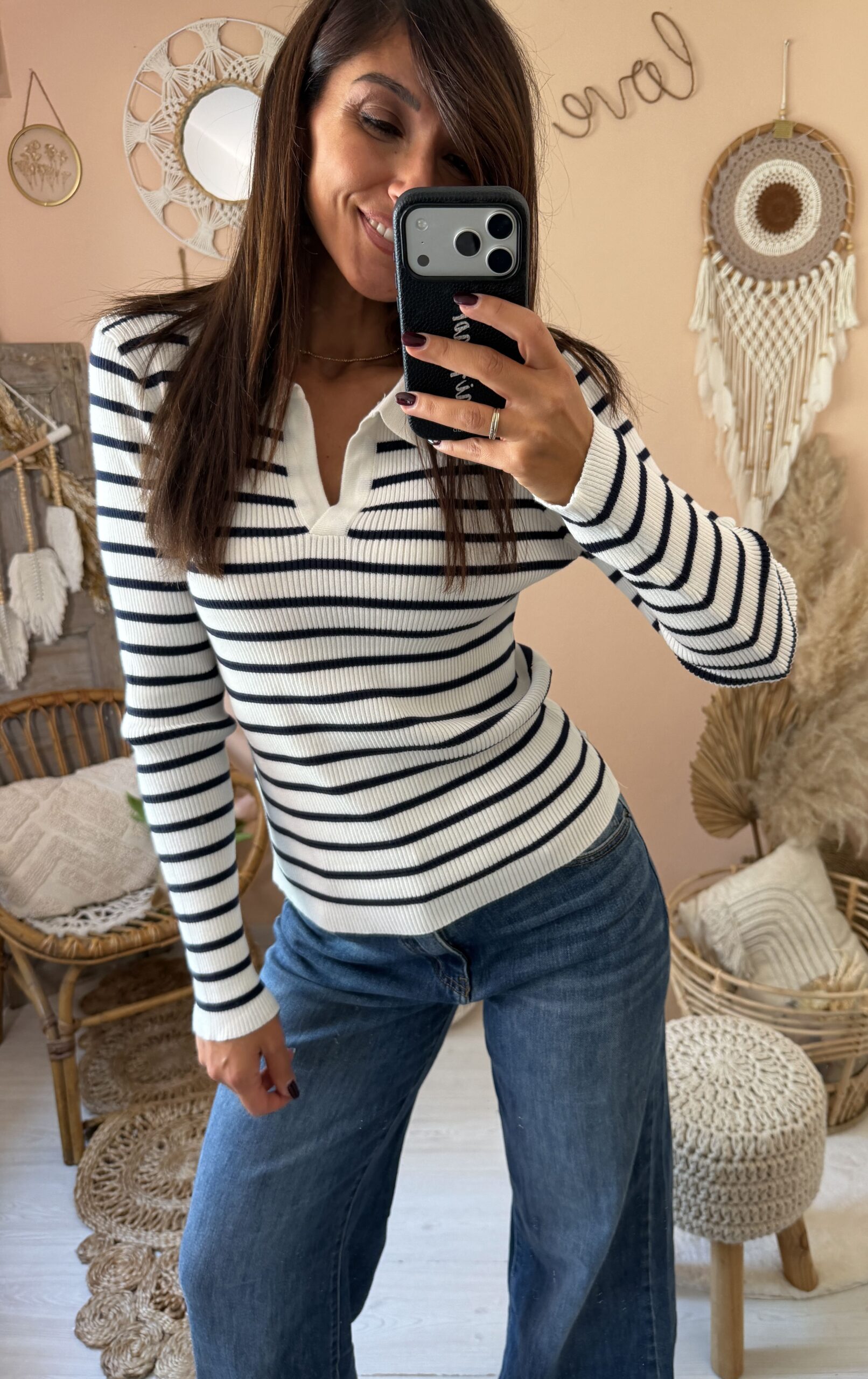 Maglia righe con colletto polo
