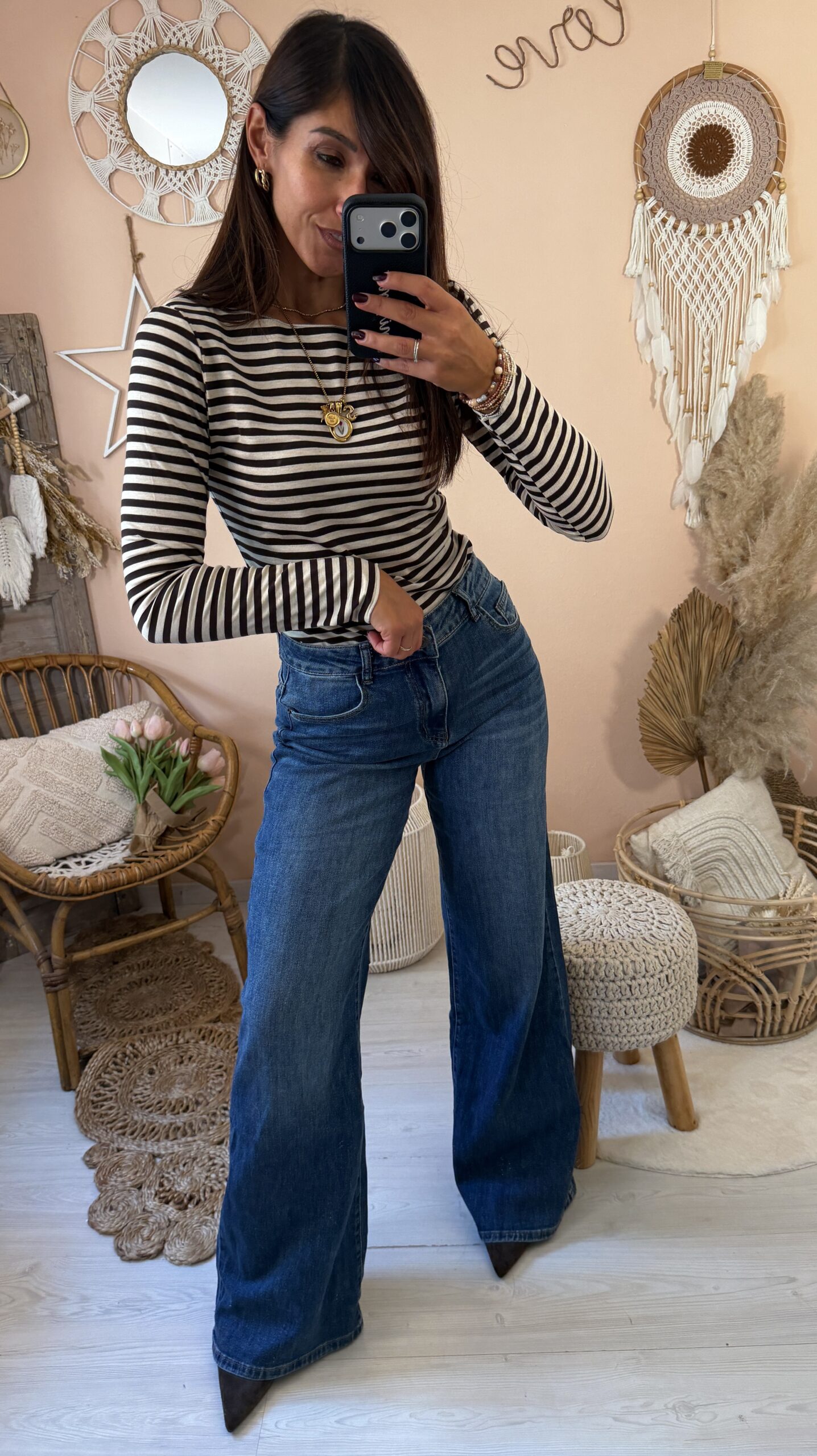 Maglia slim collo largo righe susymix