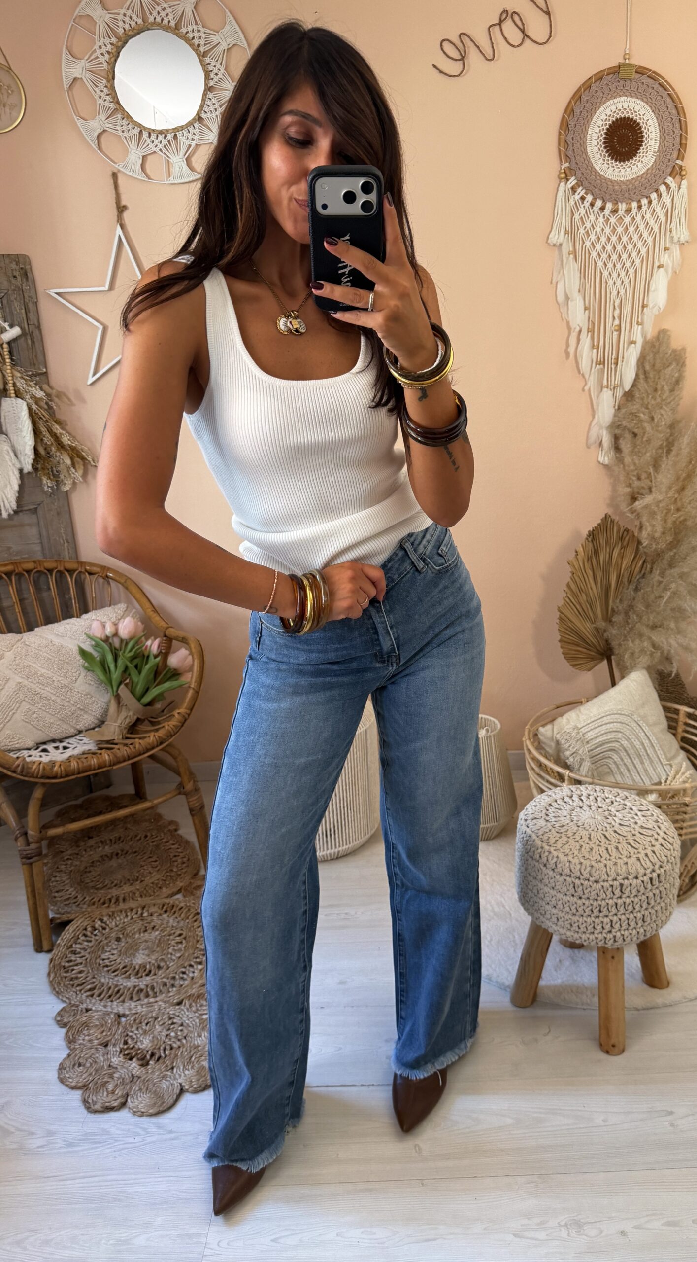 Jeans gamba dritta sfrangiato