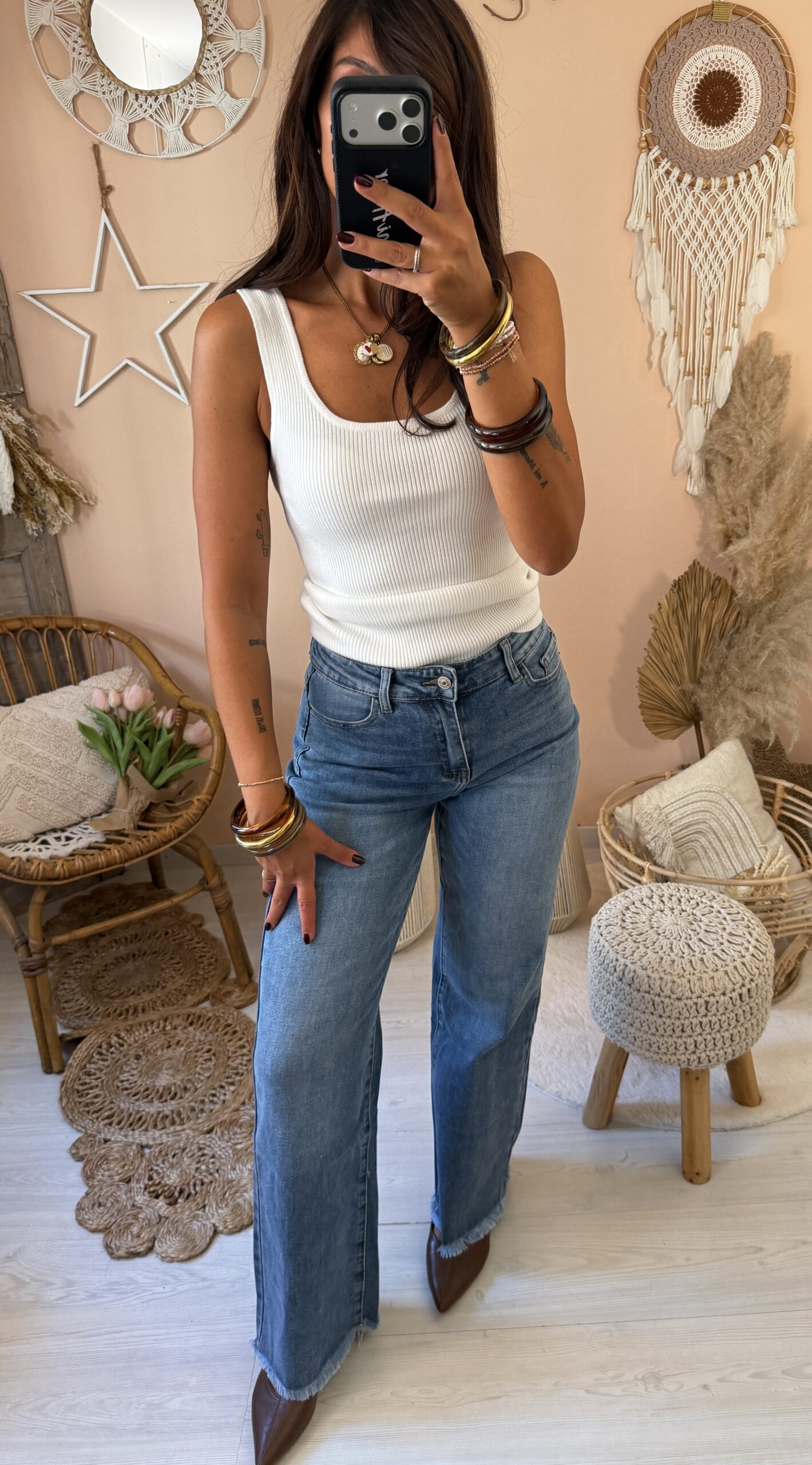 Jeans gamba dritta sfrangiato