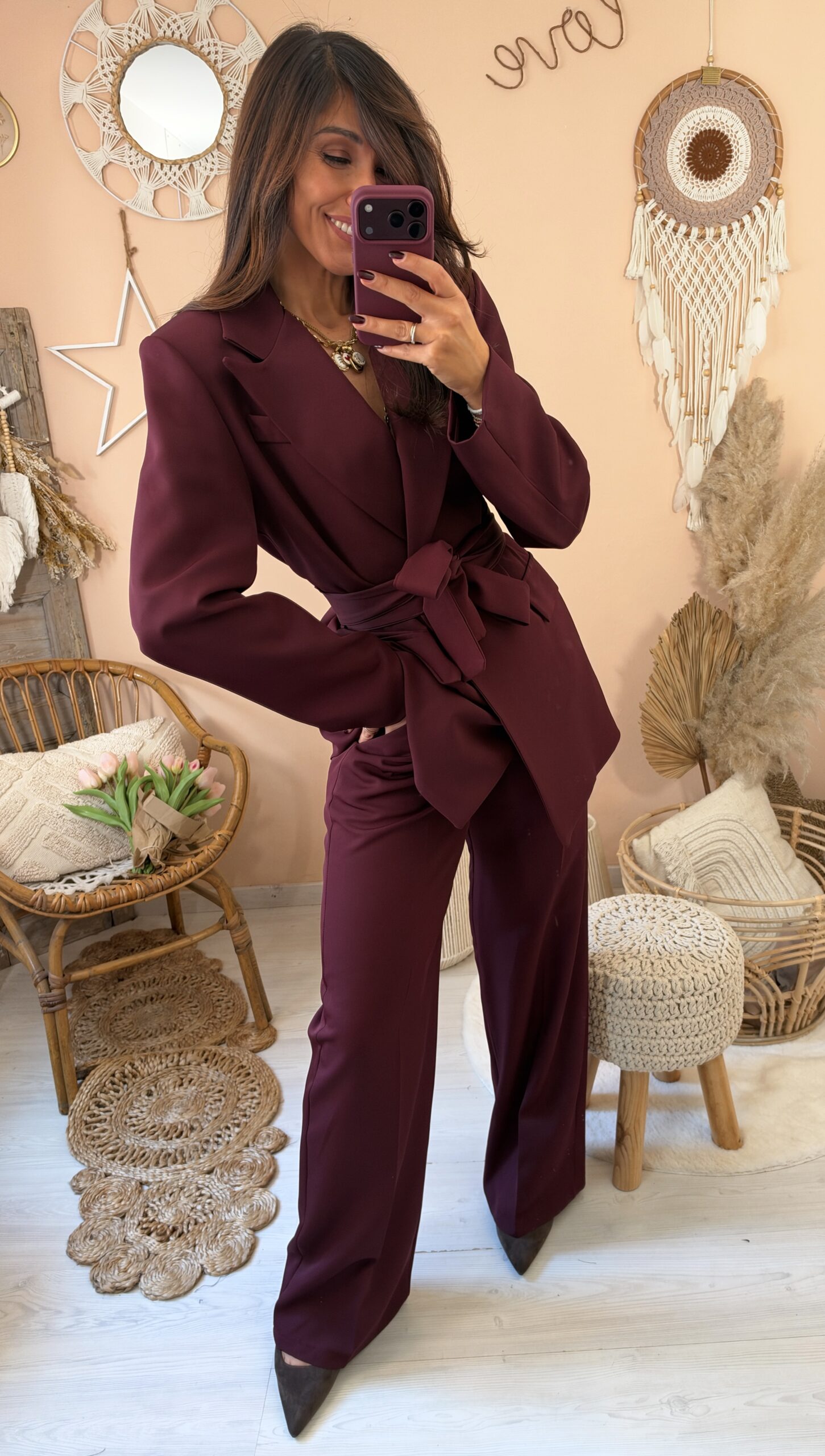 Completo basic giacca lunga con fusciacca tinta unita