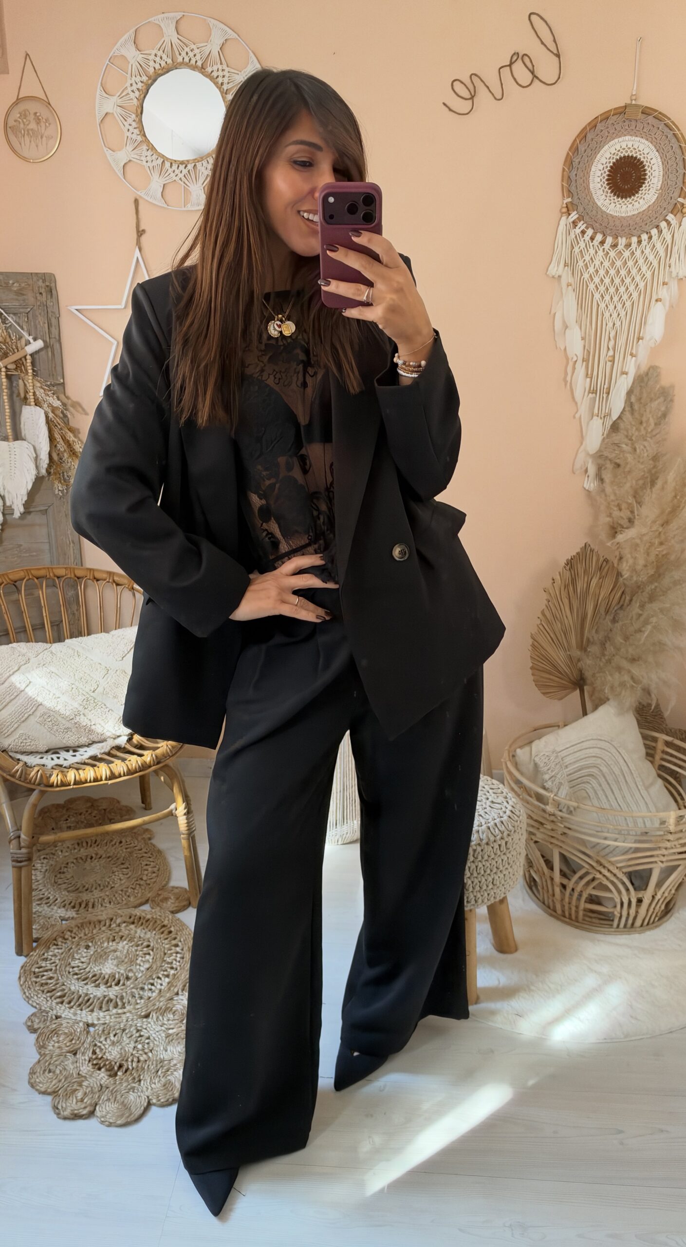 Camicia pizzo nero manica sbuffo saiph
