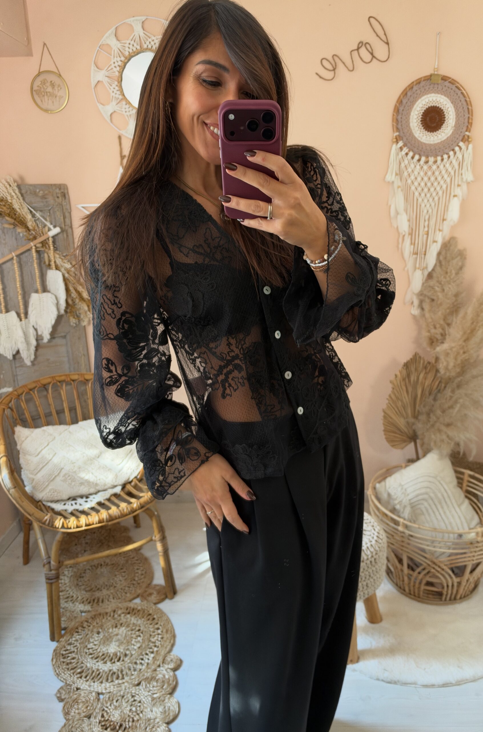 Camicia con bottoni pizzo saiph