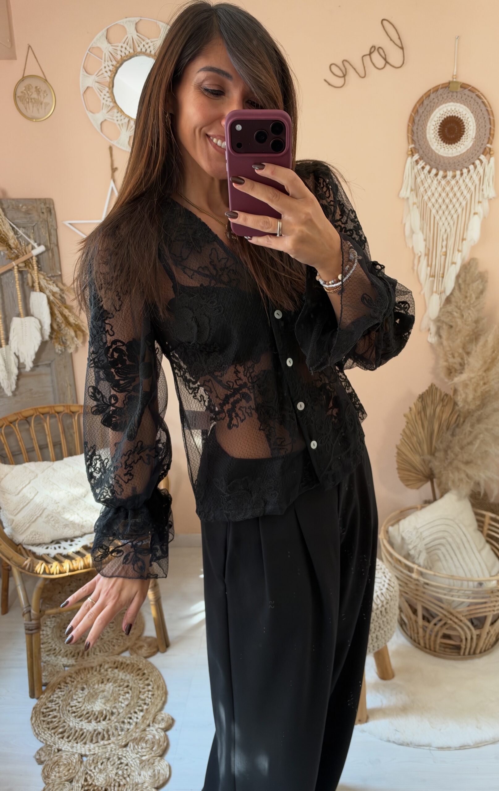 Camicia con bottoni pizzo saiph