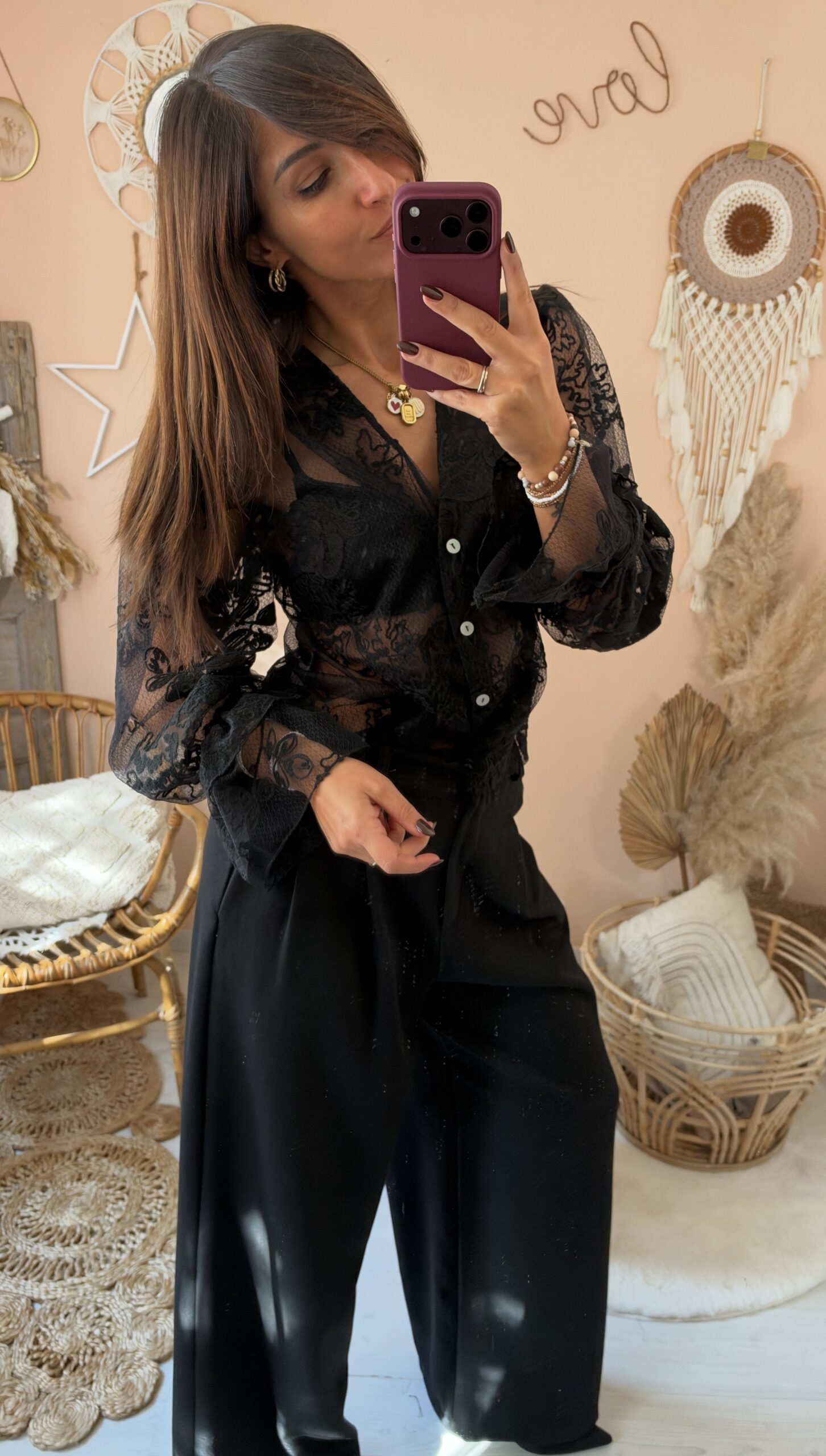 Camicia con bottoni pizzo saiph