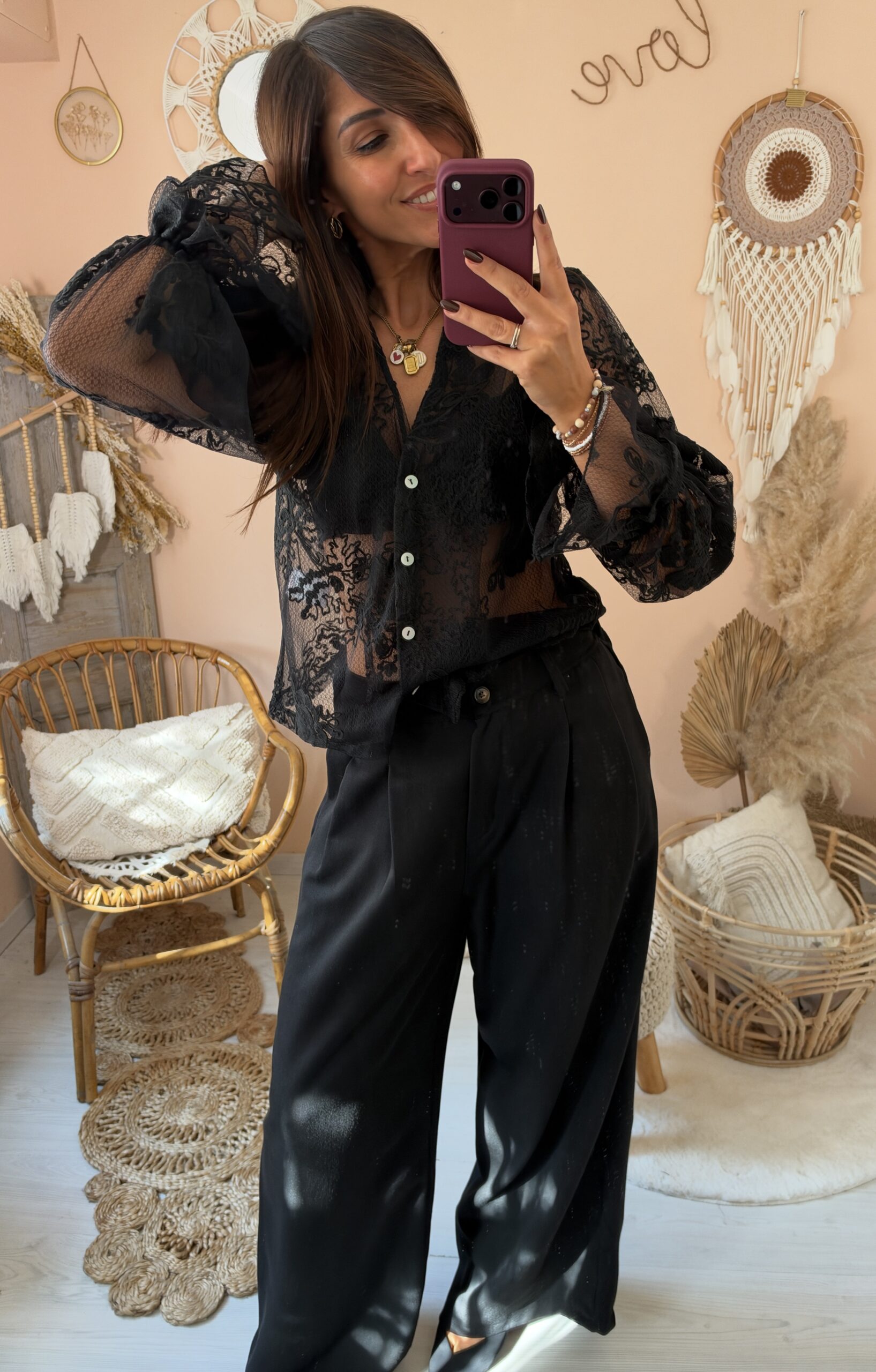 Camicia con bottoni pizzo saiph
