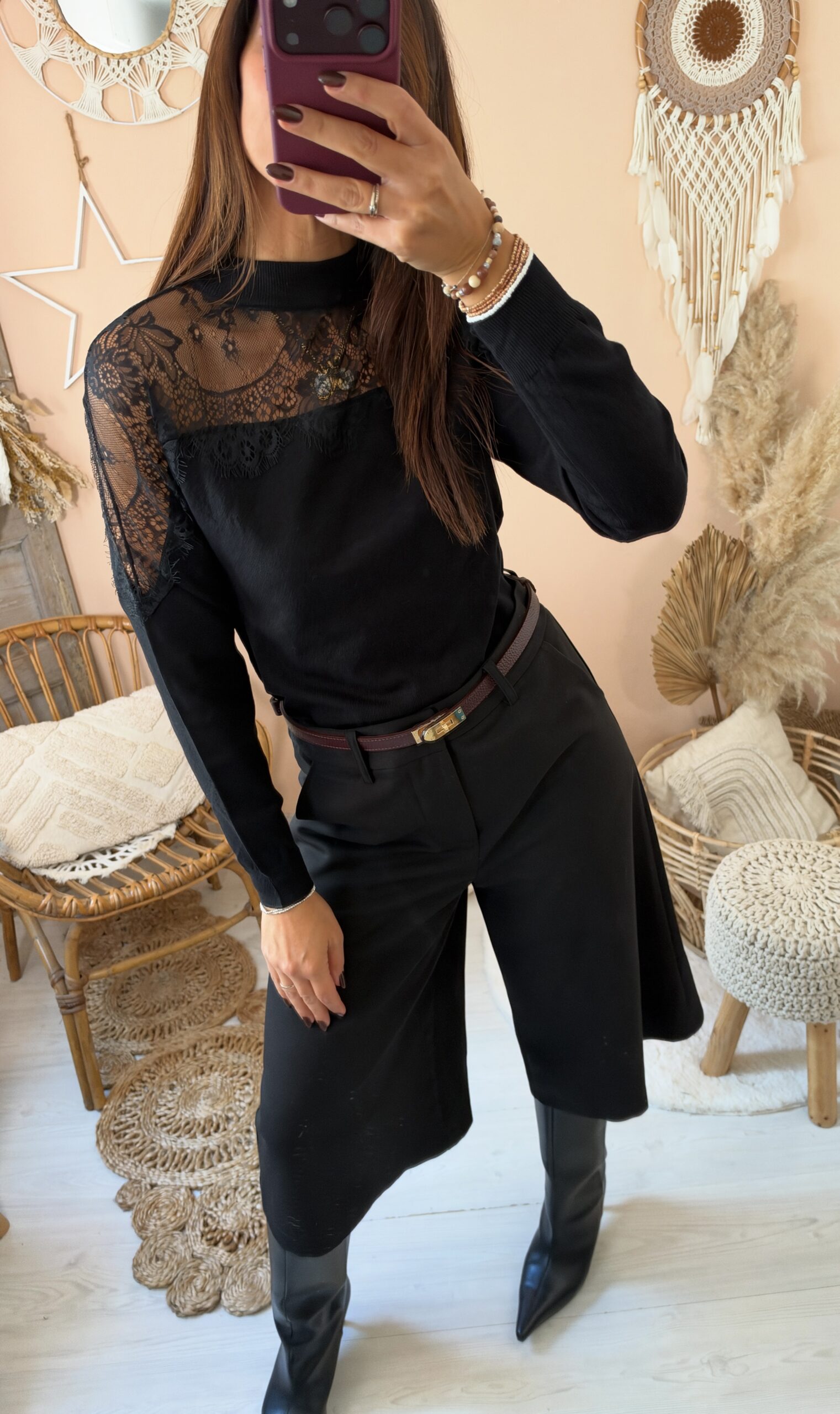 Bermuda lungo lumina nero