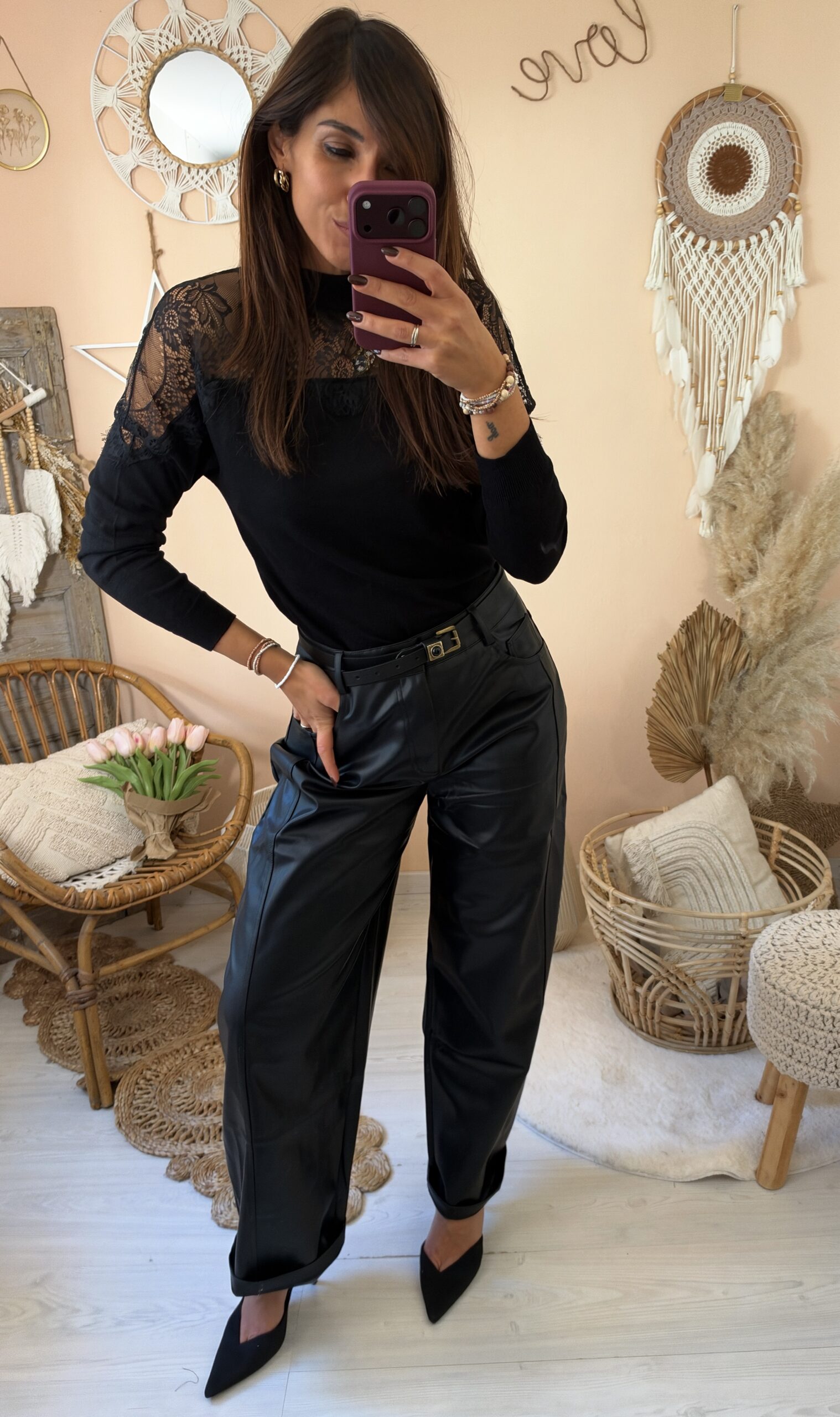 Pantalone baloon ecopelle