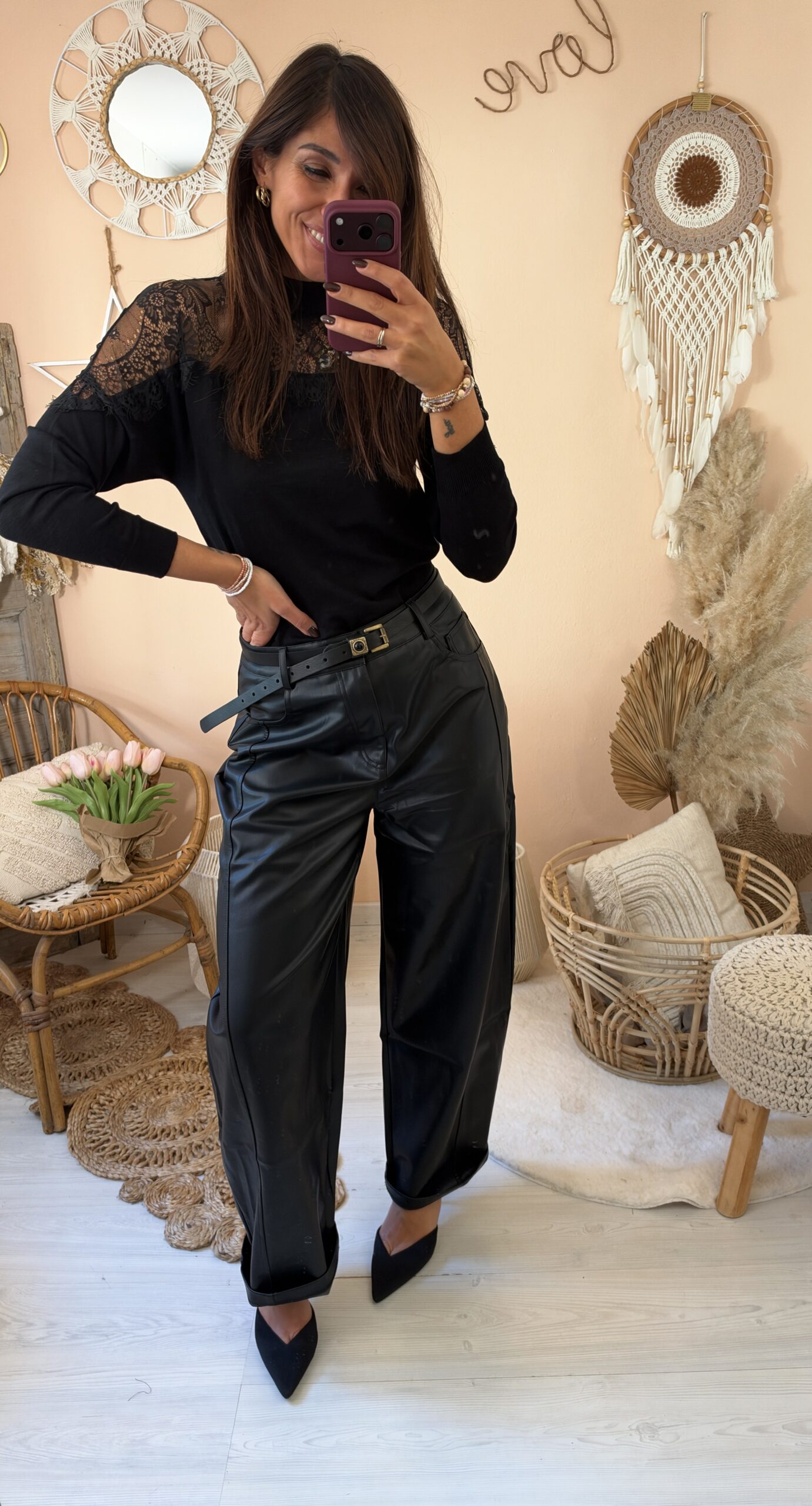 Pantalone baloon ecopelle