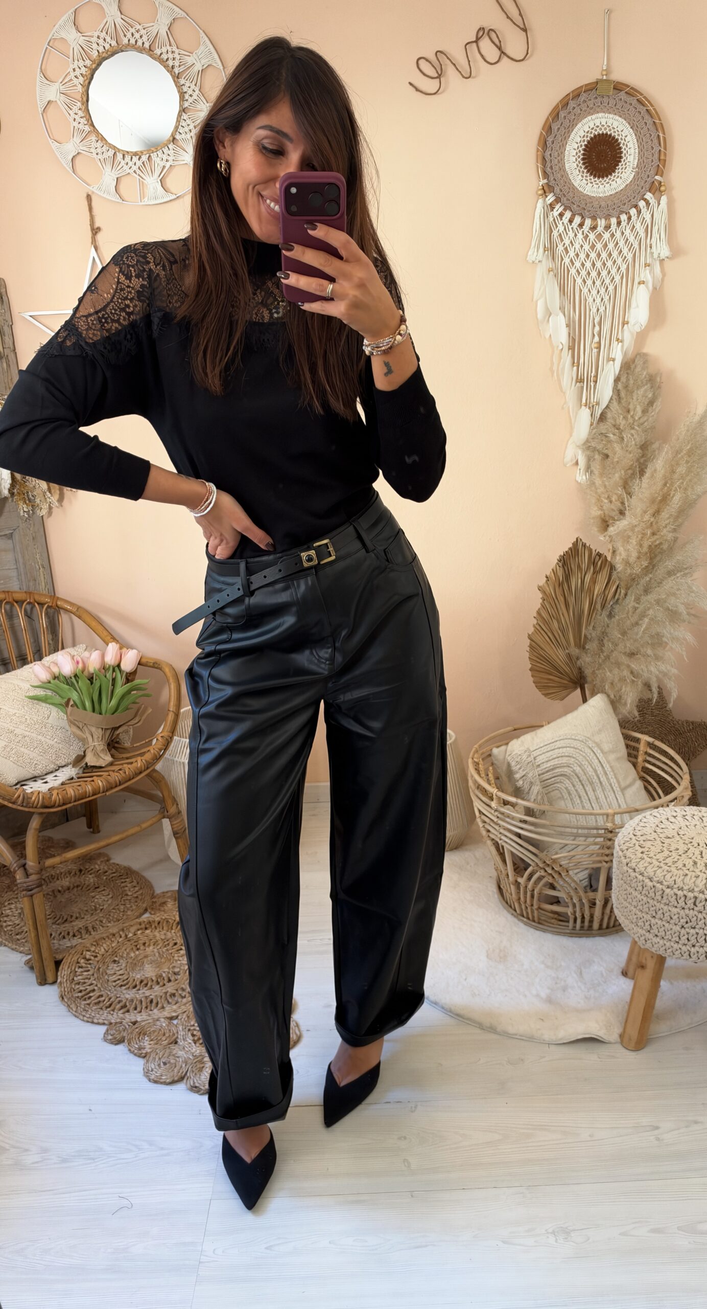 Pantalone baloon ecopelle