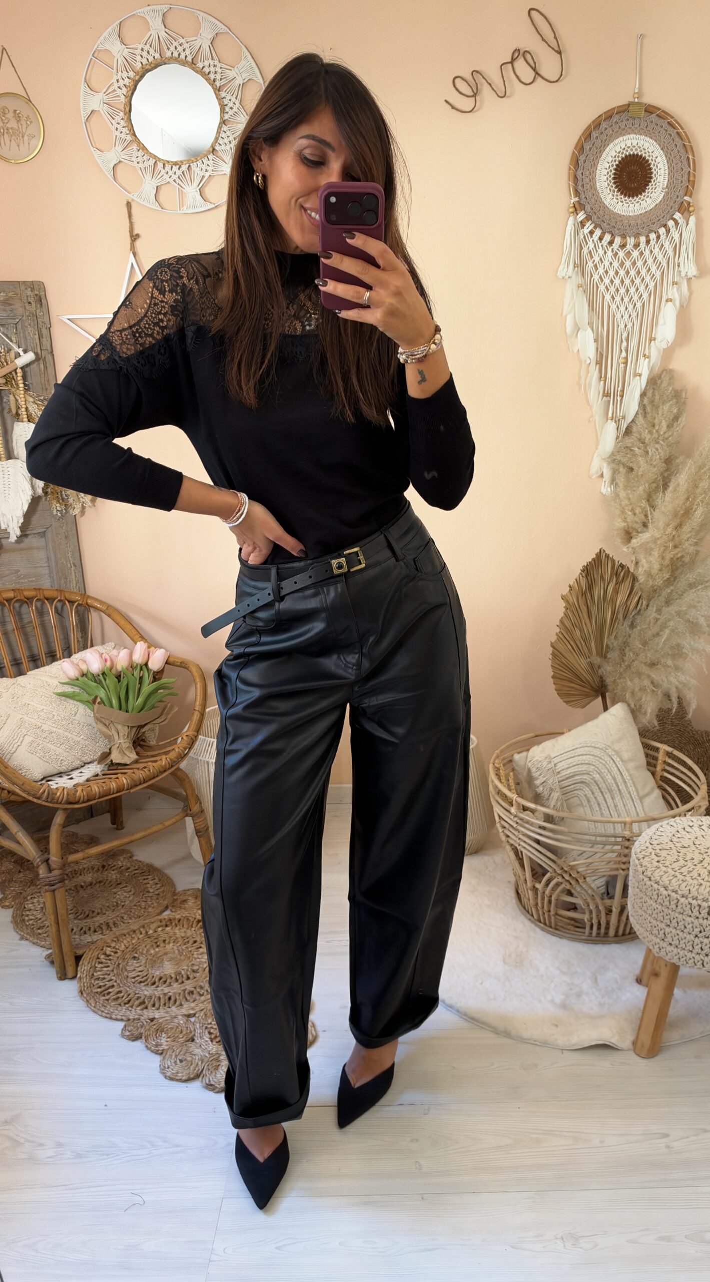 Pantalone baloon ecopelle
