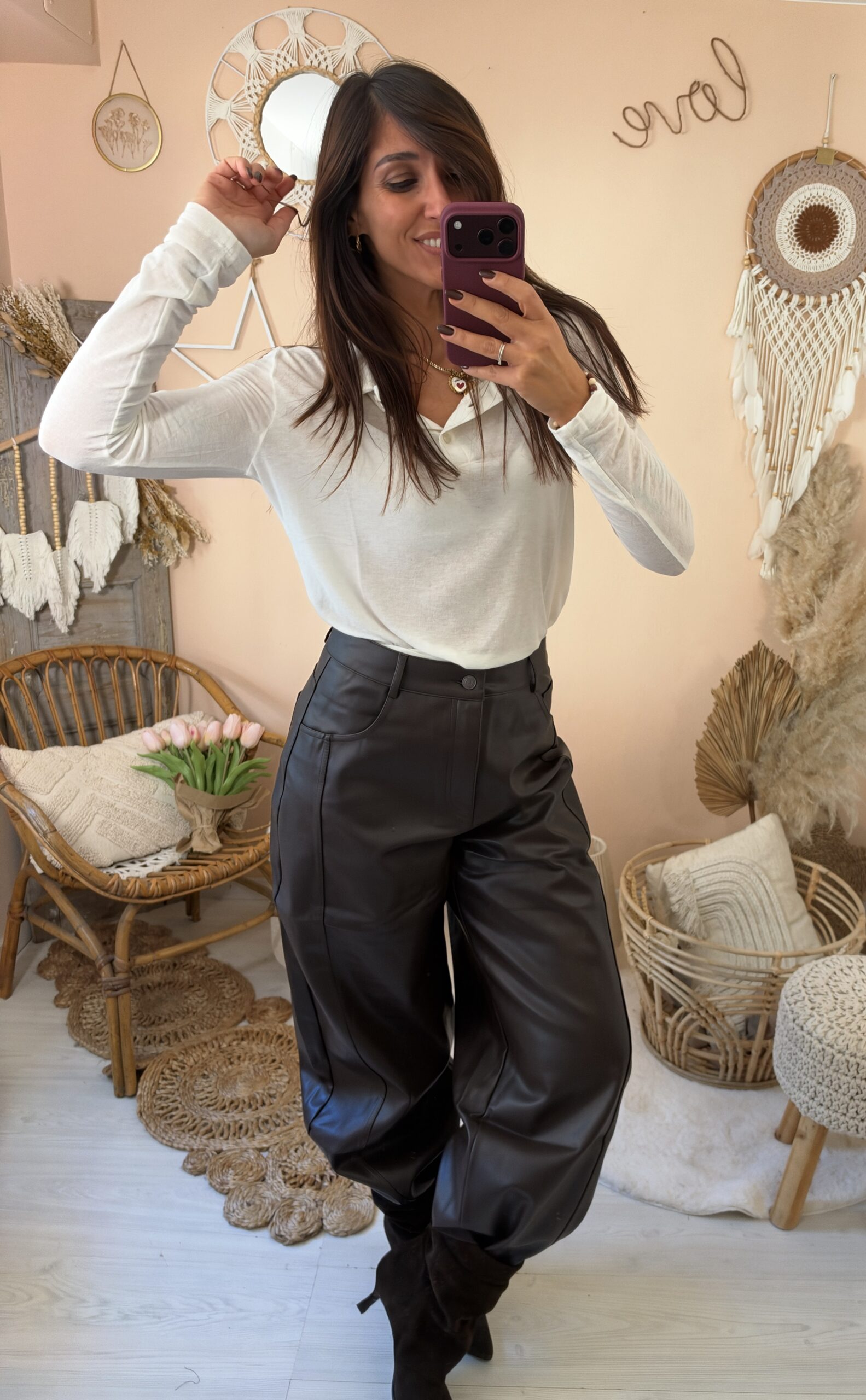 Pantalone baloon ecopelle