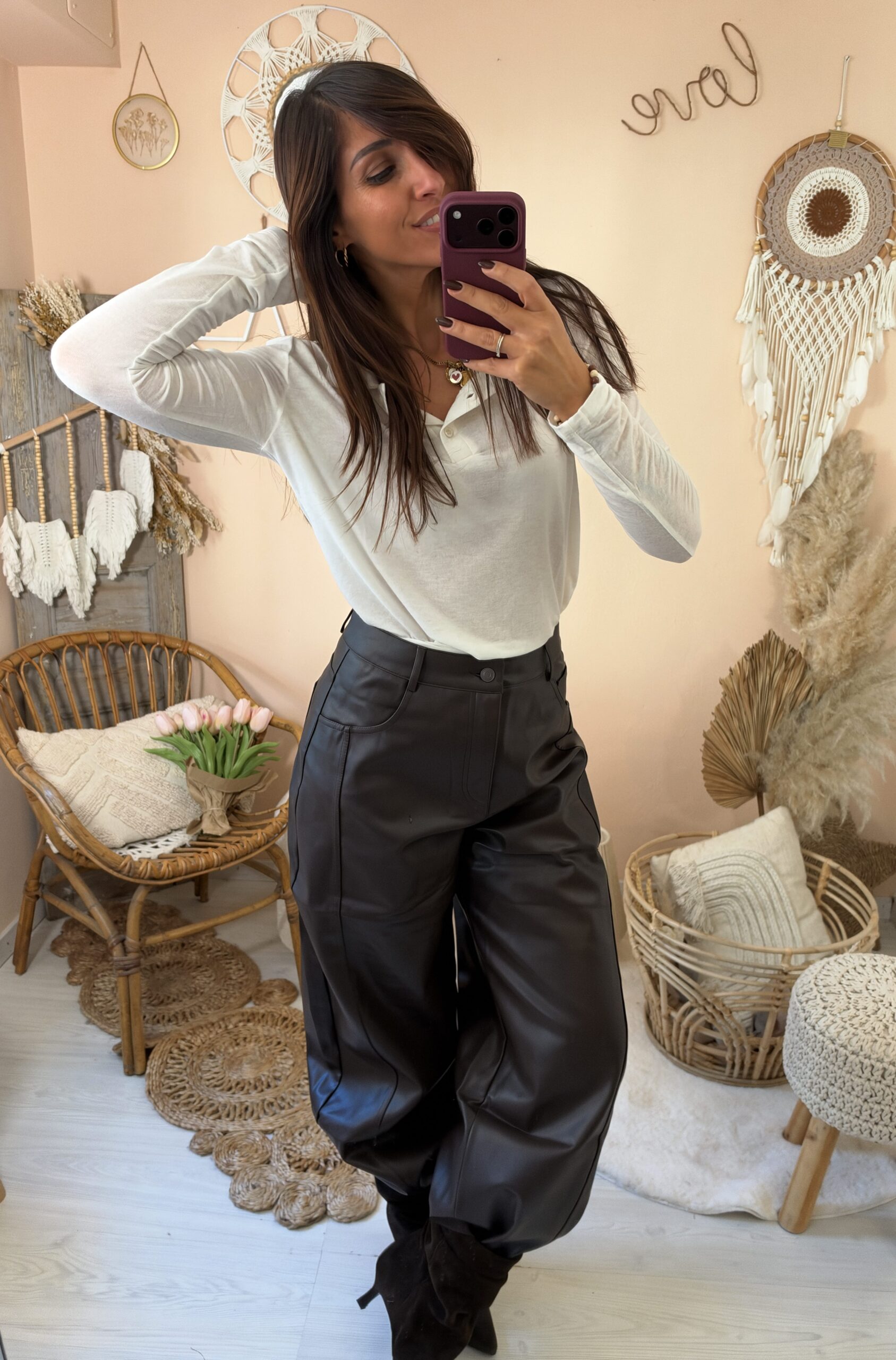 Pantalone baloon ecopelle