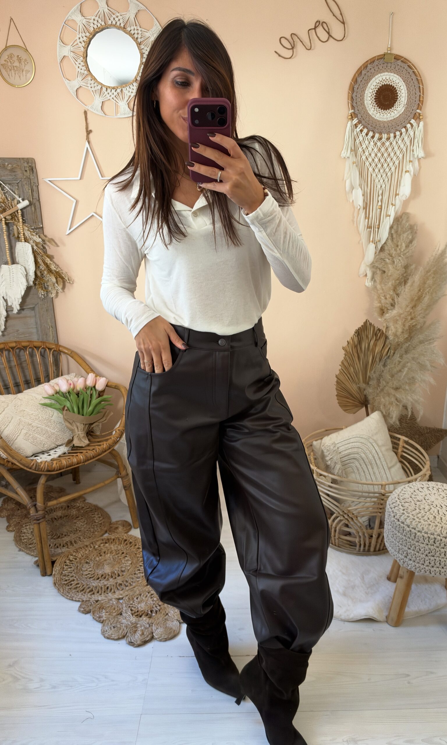 Pantalone baloon ecopelle