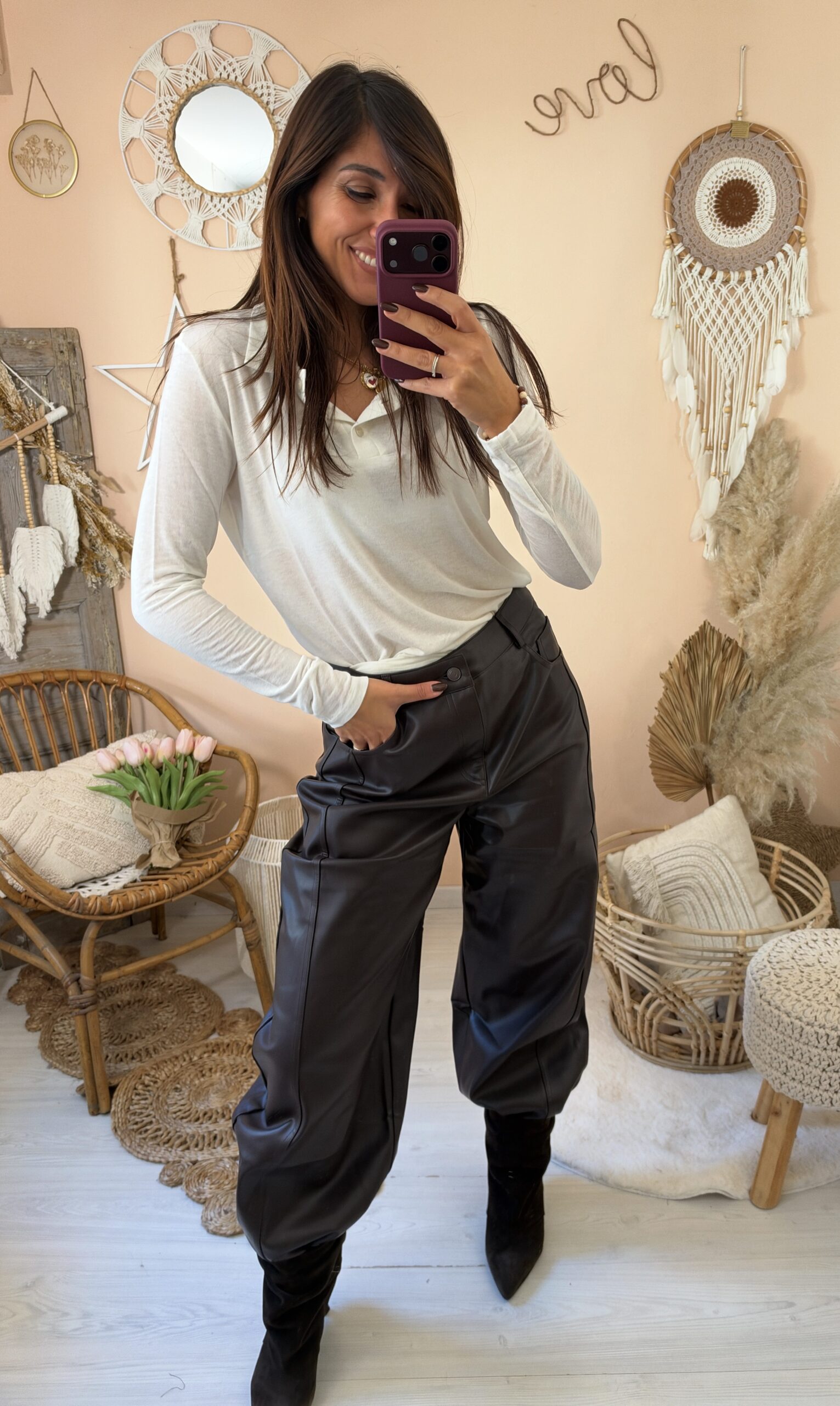 Pantalone baloon ecopelle