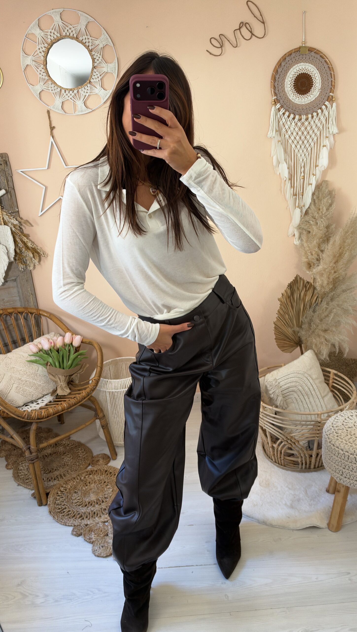 Pantalone baloon ecopelle