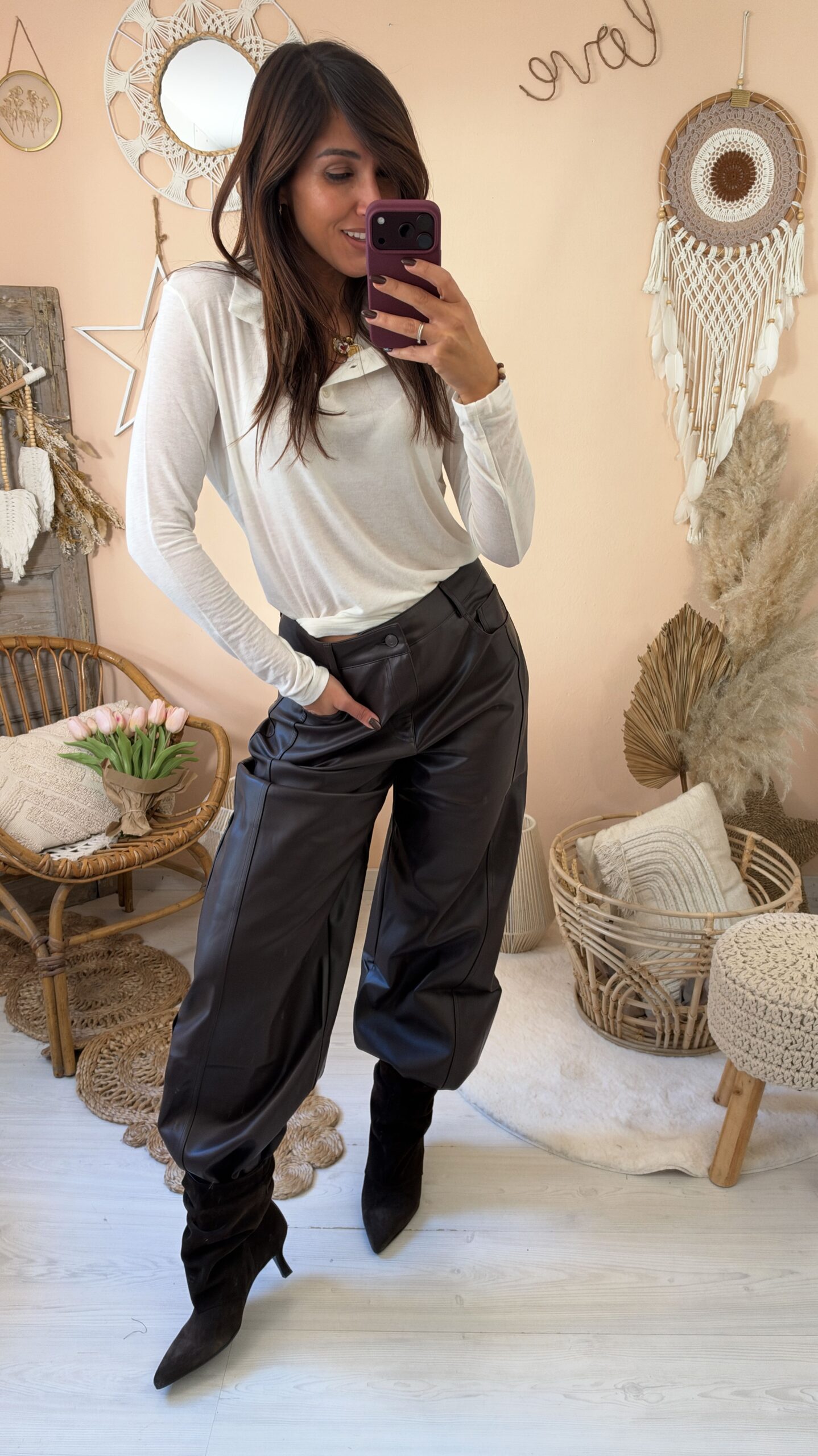 Pantalone baloon ecopelle