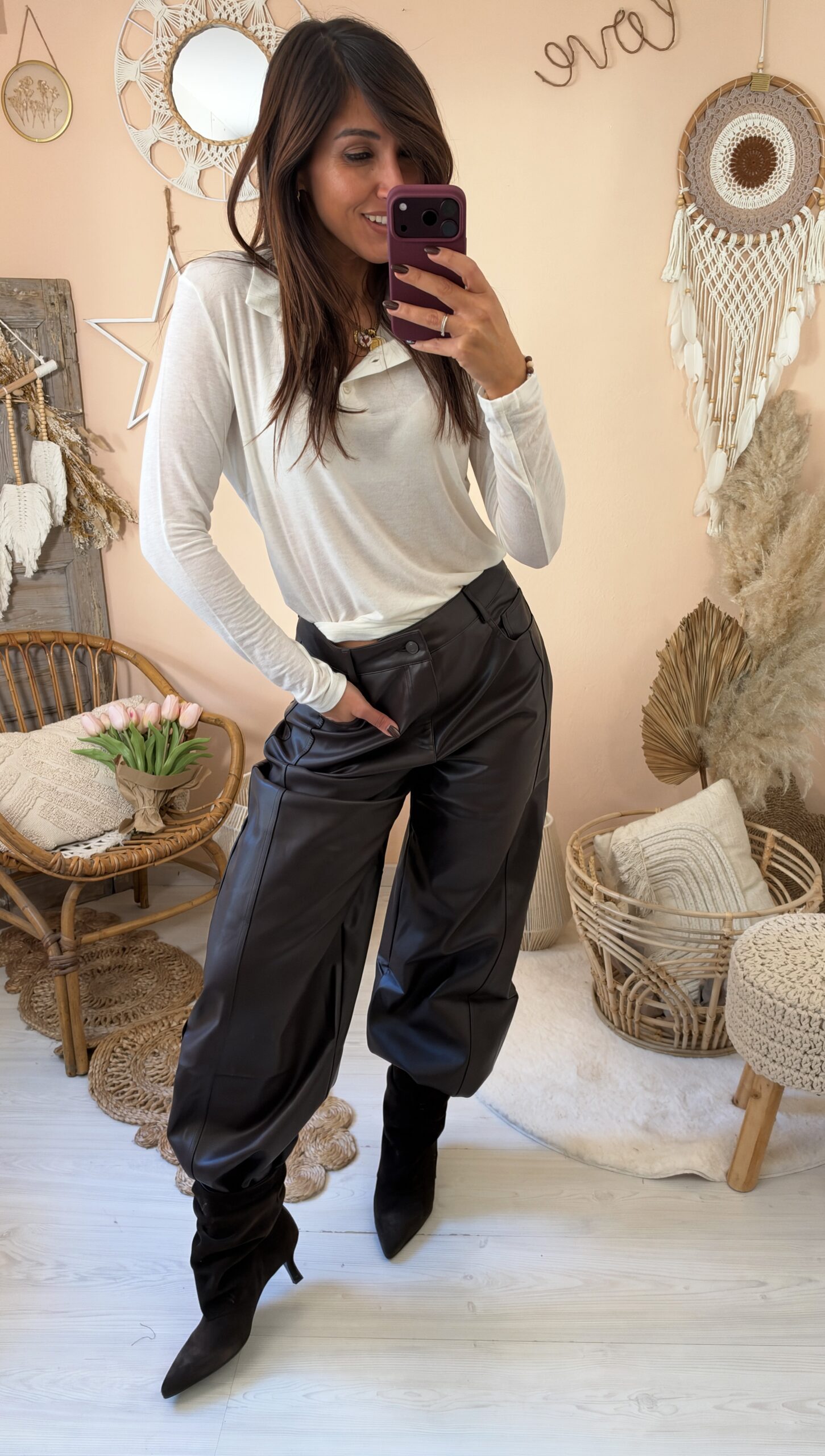 Pantalone baloon ecopelle