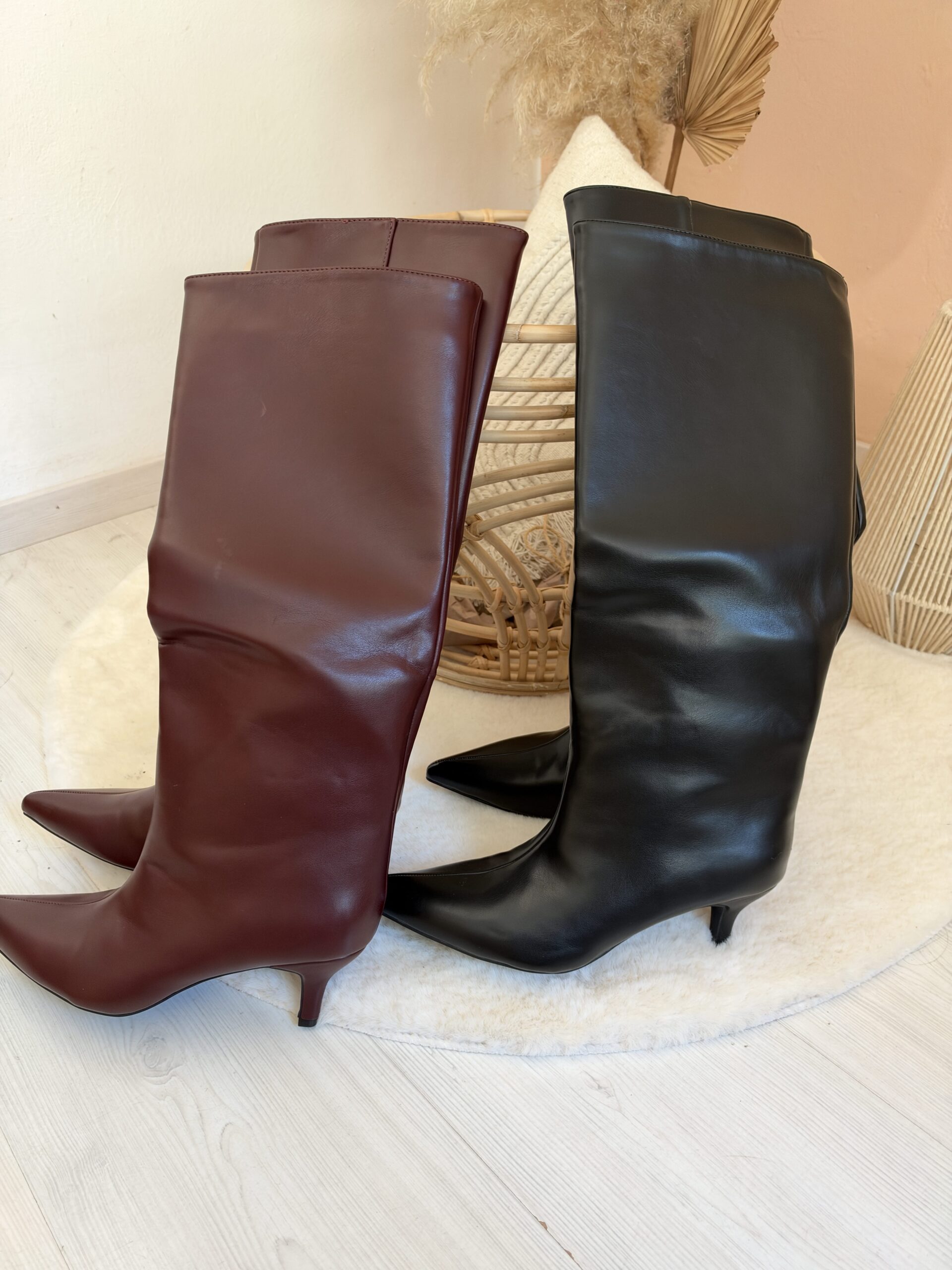 Stivaletto tacco Kitten ecopelle WINE bordeaux